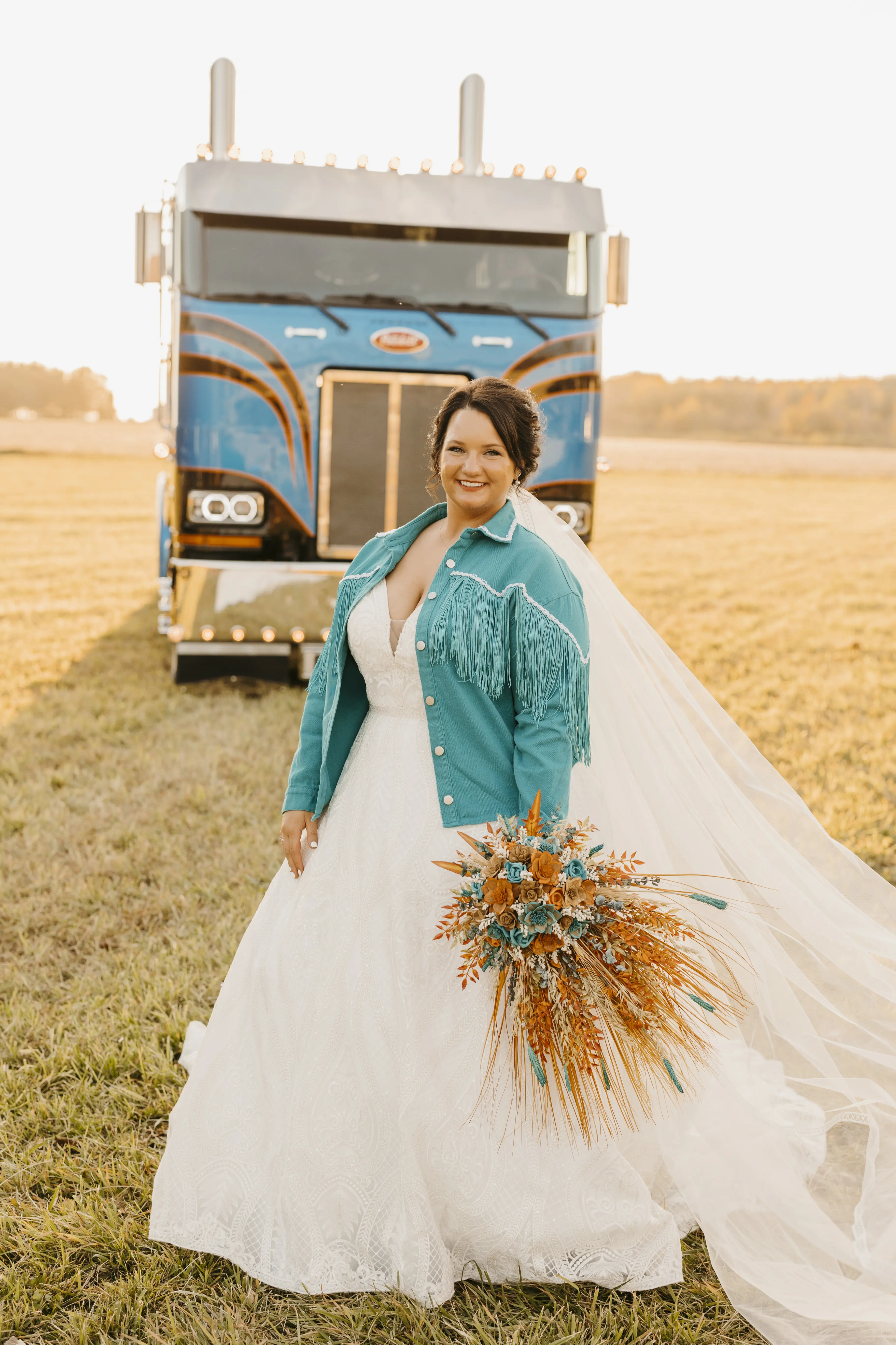 Bride in Dreamy Boho Princess A-Line Wedding Dress Called Roxanne by Sottero & Midgley