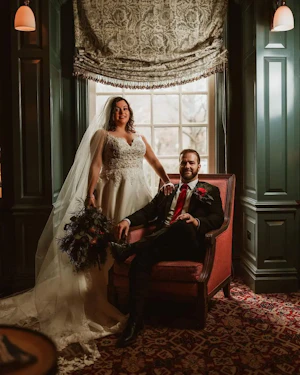 Real Bride in A-Line Wedding Gown with Beaded Lace Motifs Over Textured Tulle and Precious Organza Called Savannah by Maggie Sottero