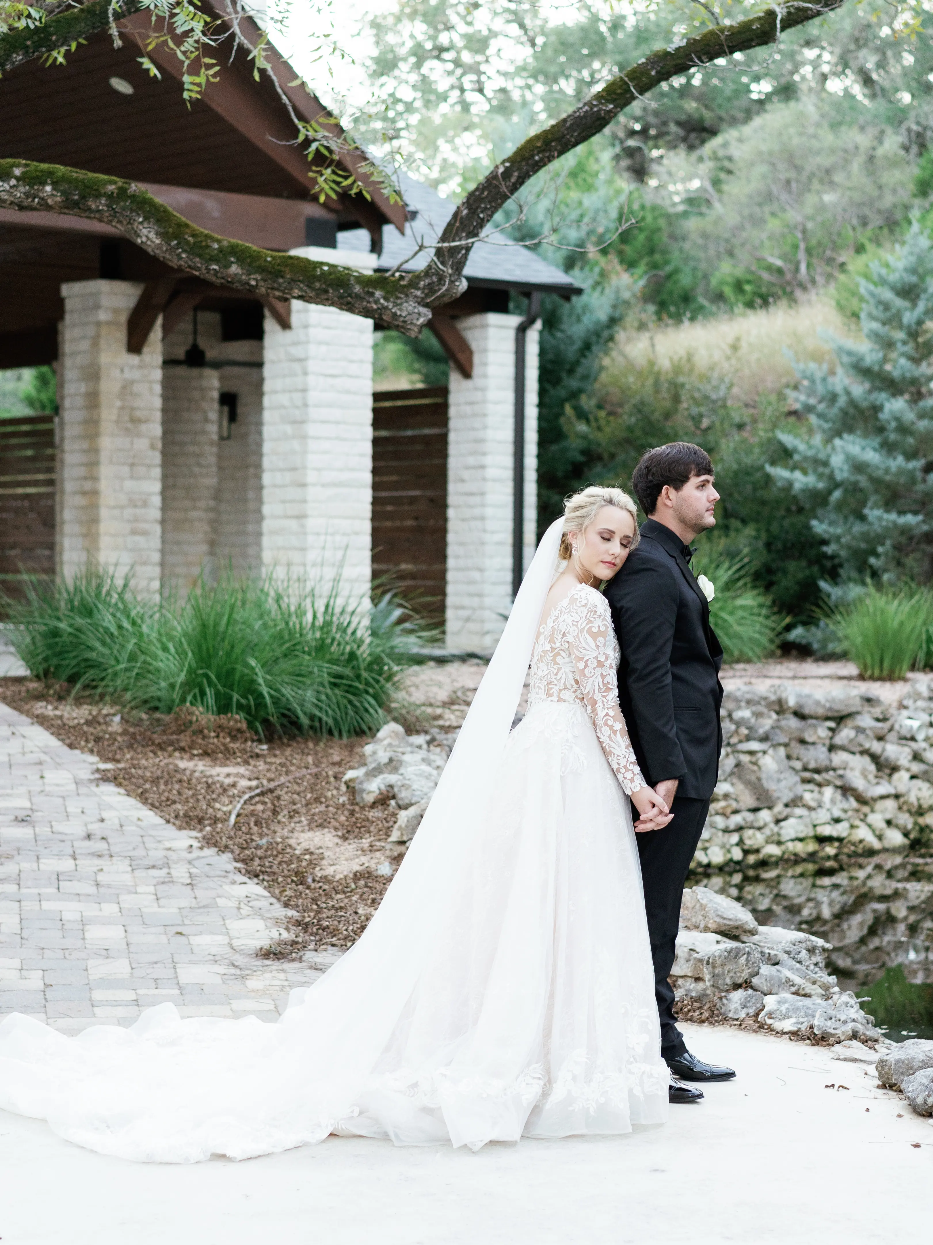 Real Bride Wearing Lace Ballgown Wedding Dress Called Zander By Sottero and Midgley With Groom