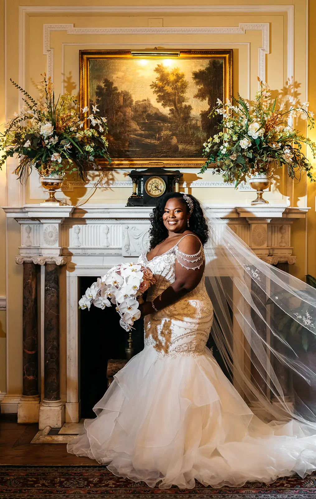 Bride Wearing Beaded Mermaid Style Wedding Dress Brinkley Lynette By Maggie Sottero