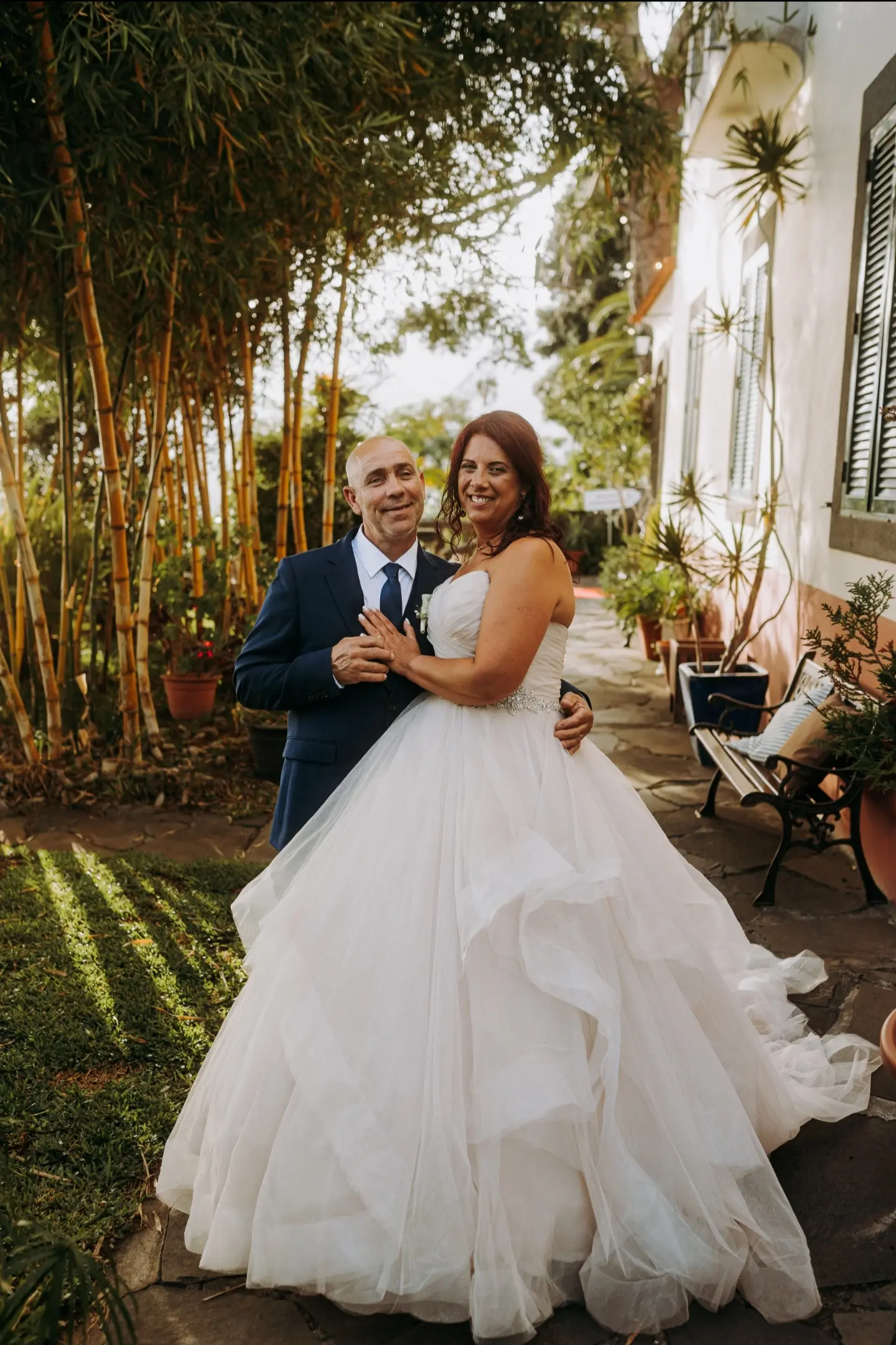 Bride Wearing Sparkly Ballgown Wedding Dress Called Yasmin By Maggie Sottero With Groom In A Destination Wedding To Portugal