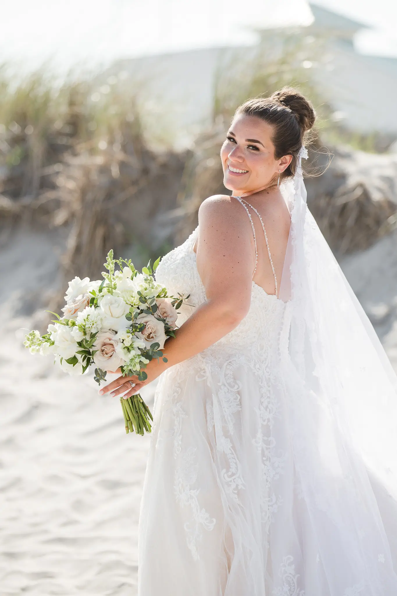 Bride Wearing Lace And Sparkle Tulle Ball Gown Honor Marie By Rebecca Ingram