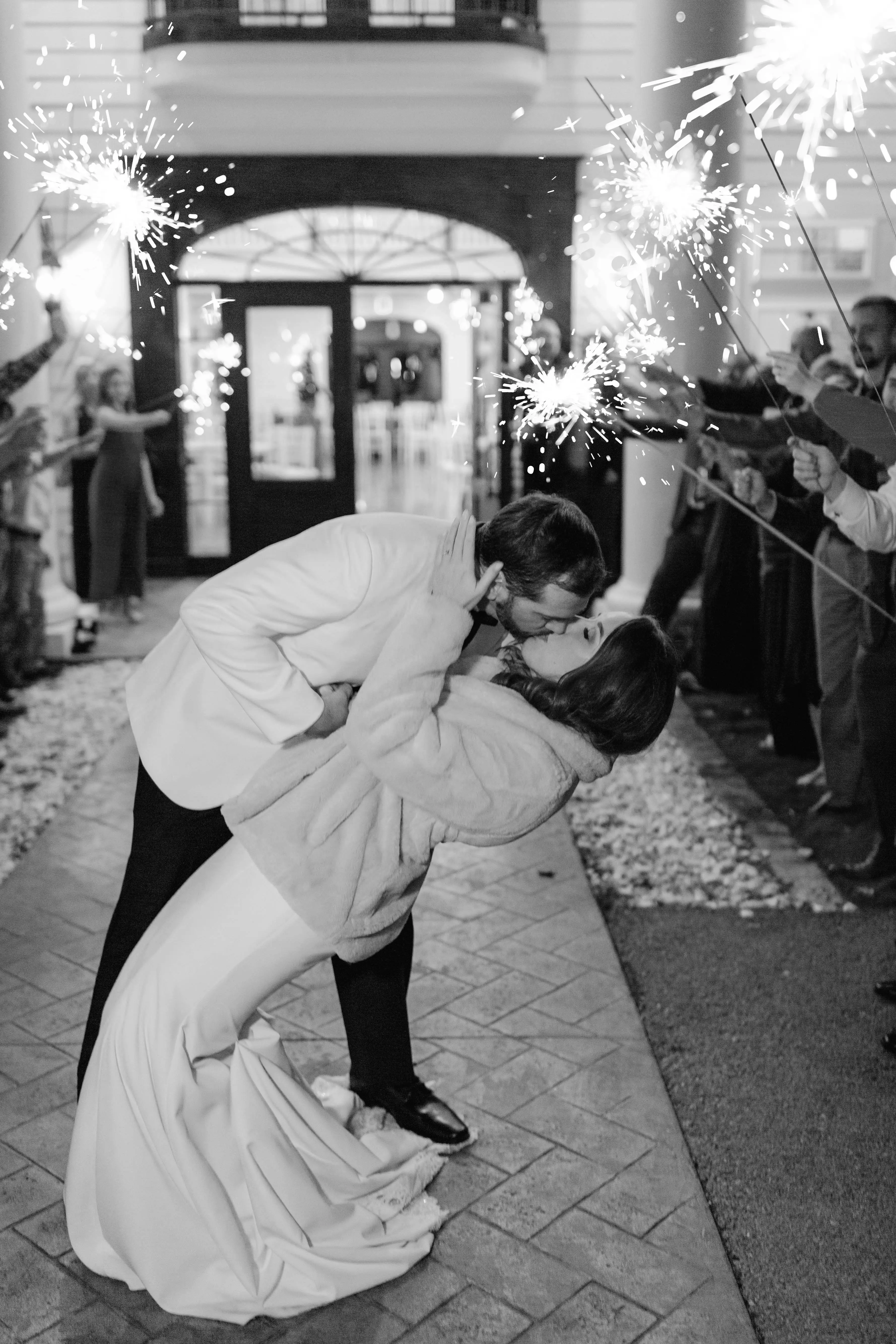 Groom With Bride Wearing Classic Sheath Wedding Dress Alice By Rebecca Ingram