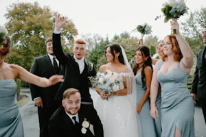 Bride Wearing Lace Princess Dress Called Harlem By Maggie Sottero With Bridal Party