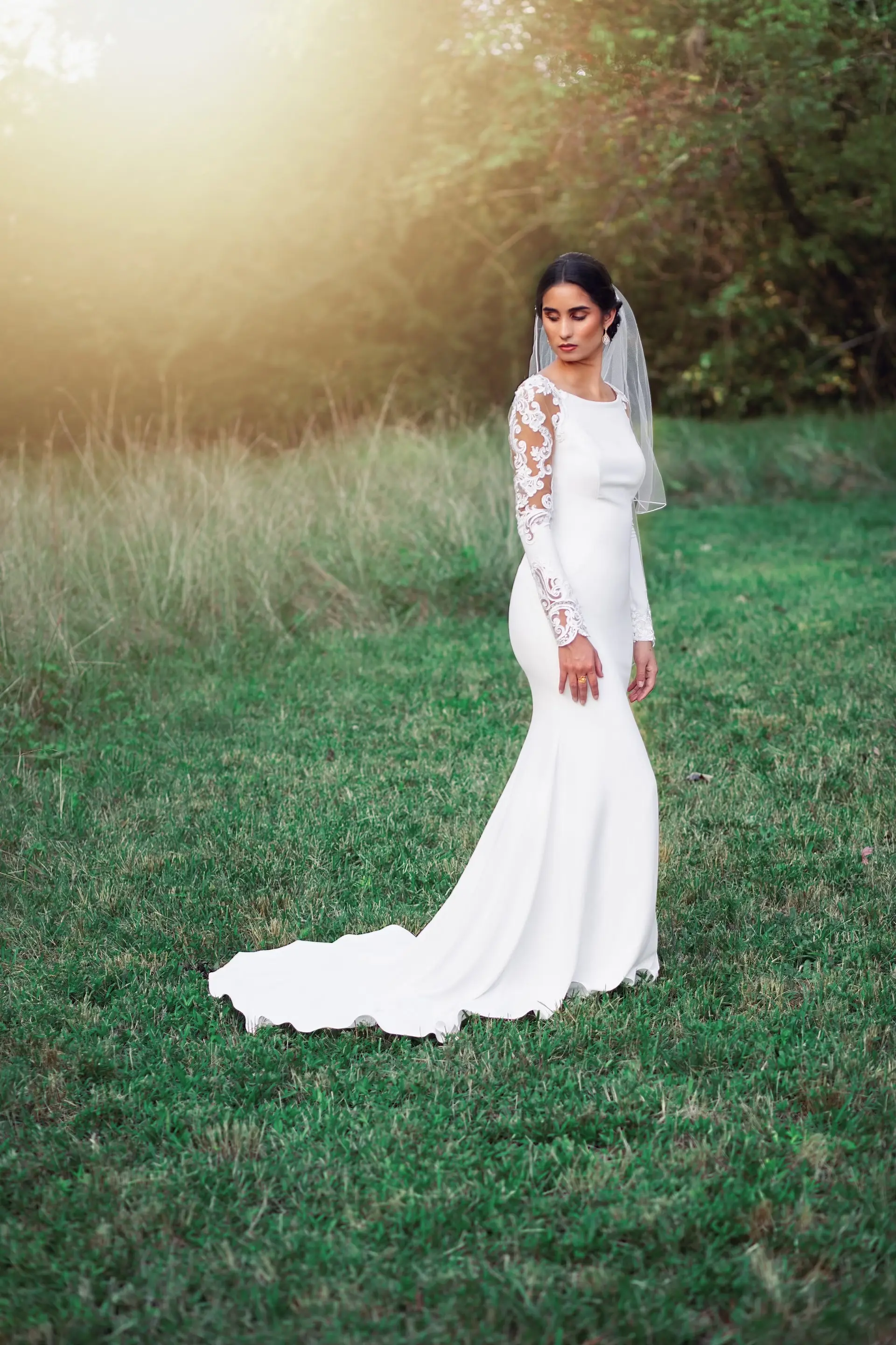 Bride In Lace Long Sleeve Dress Called Bethany By Rebecca Ingram