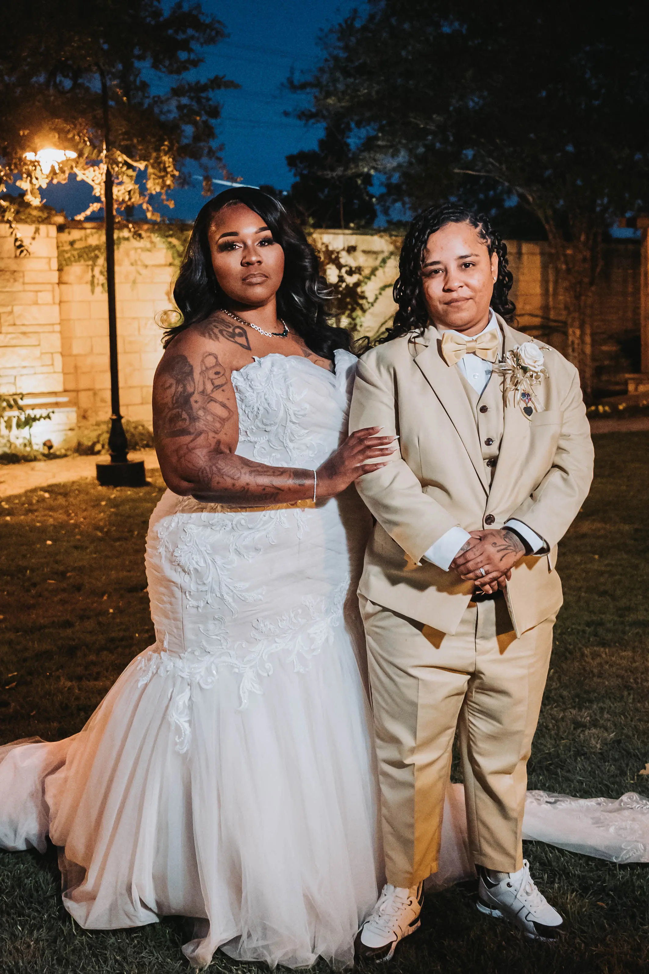 Real Bride in Ruched Tulled Mermaid Wedding Dress with Beaded Lace Motifs Called Georgia by Rebecca Ingram