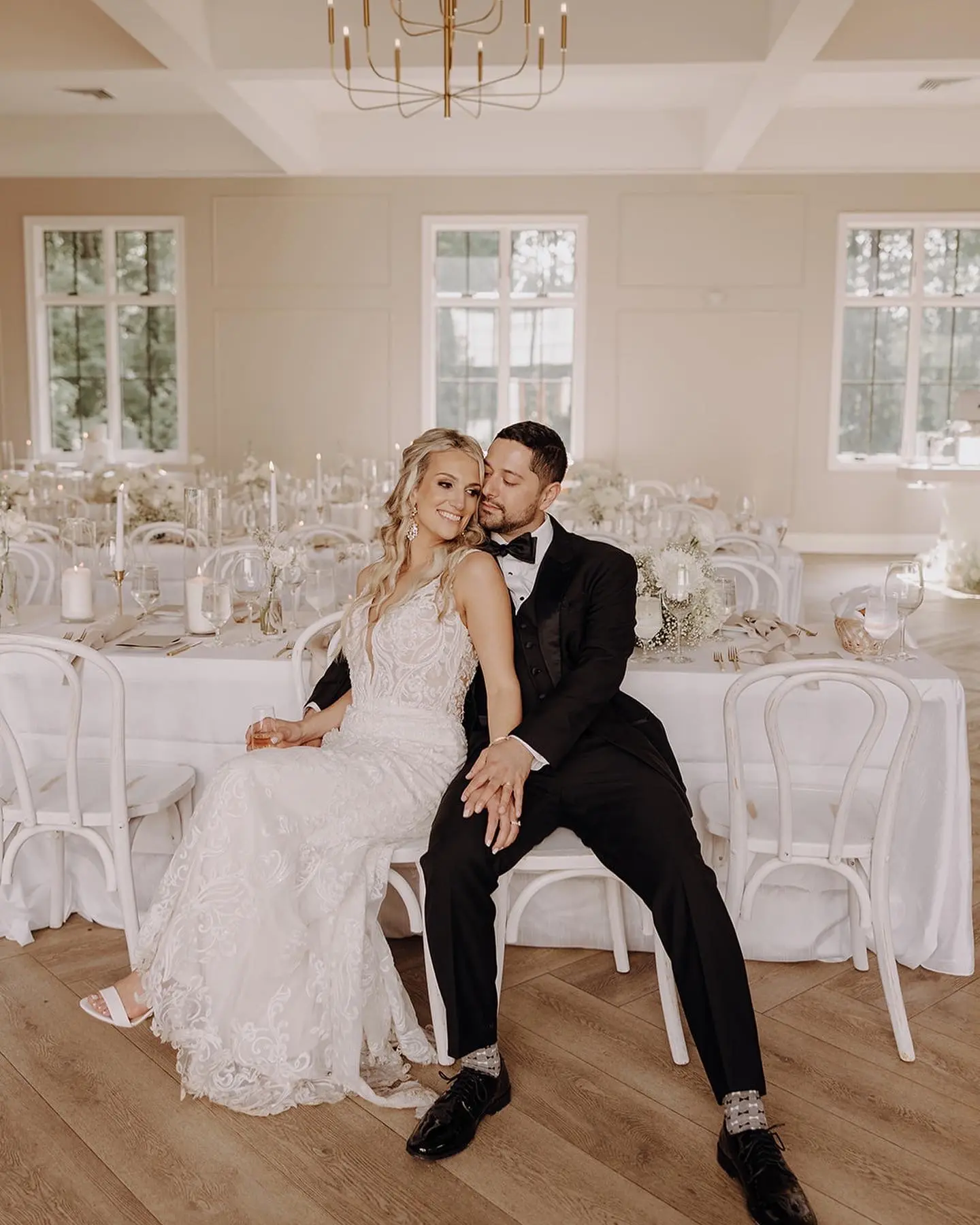 Bride In Lace Sheath Gown Hamilton By Sottero Midgley With Groom