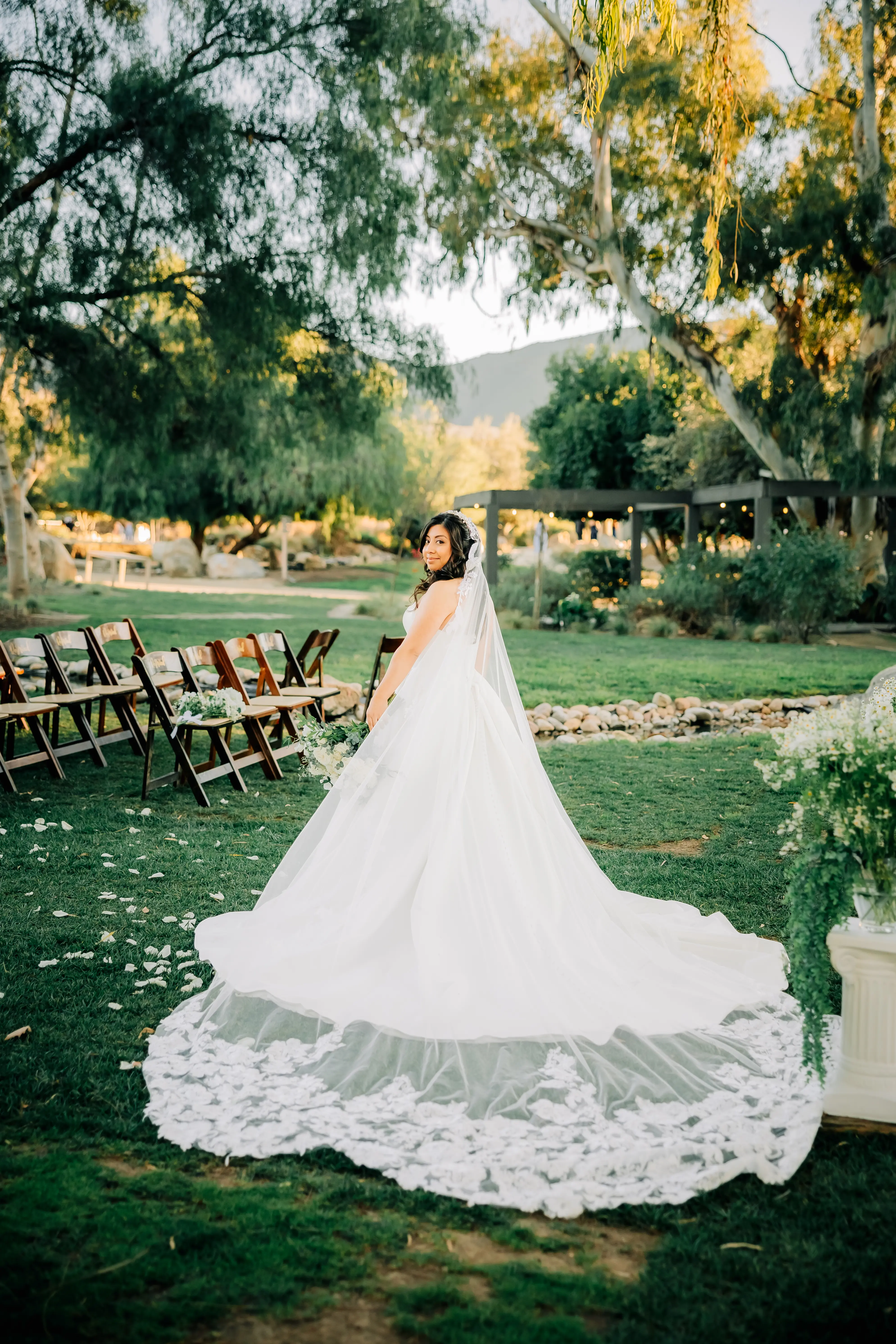 Bride Wearing Sexy Ballgown Wedding Dress Called Derrick By Maggie Sottero With A Cathedral Length Veil