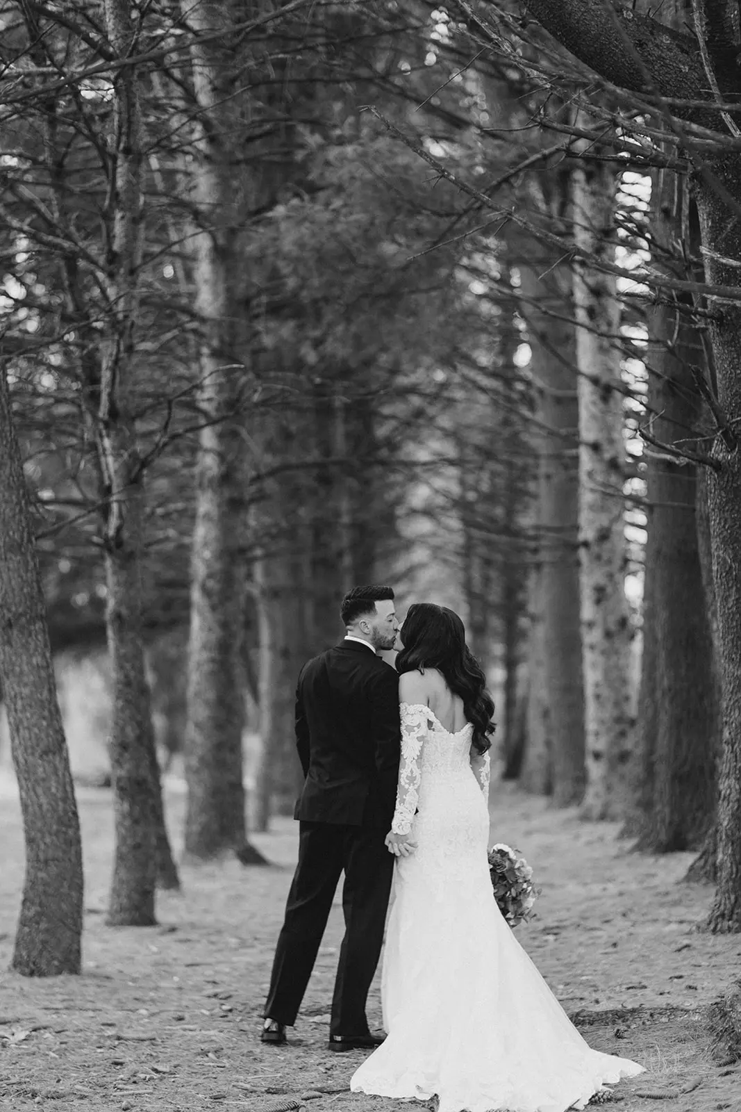 Groom With Bride Wearing Sparkly Lace Fit And Flare Wedding Dress Called Fiona By Maggie Sottero