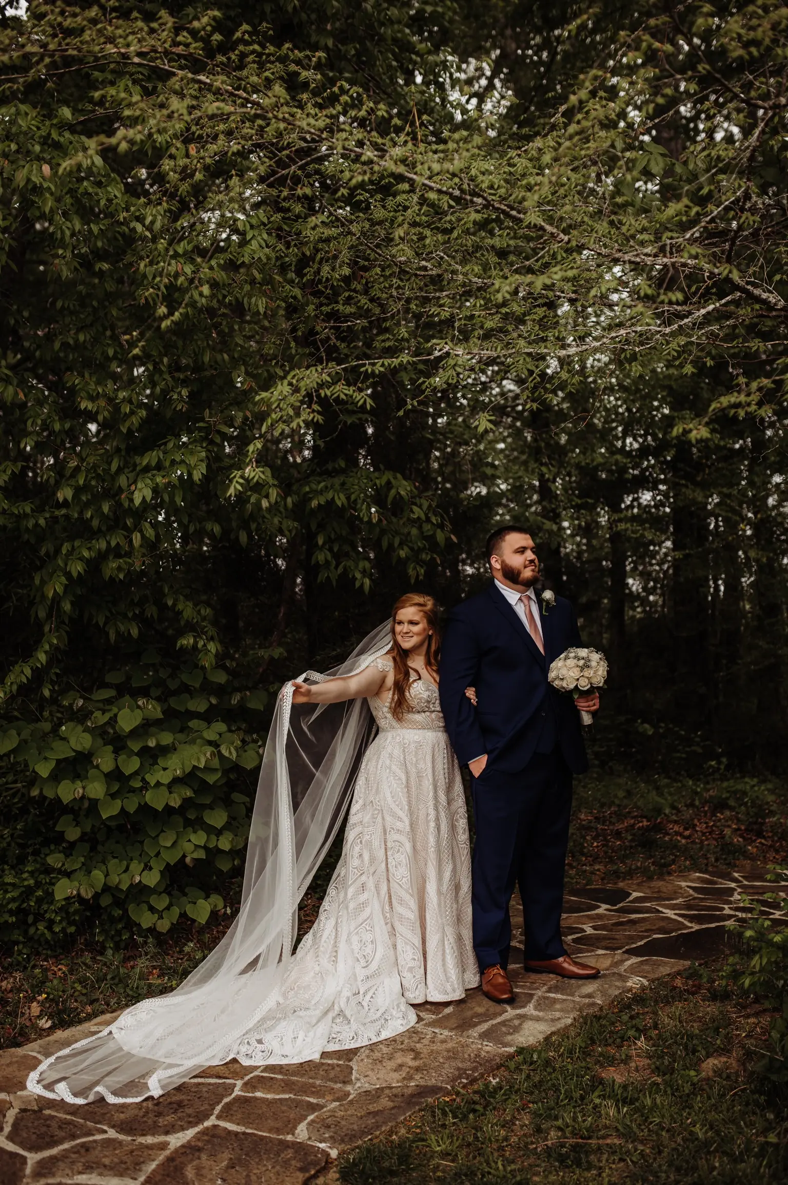 Groom with Bride in A-Line Wedding Dress with Allover Sequin Lace Called Roxanne by Sottero & Midgley