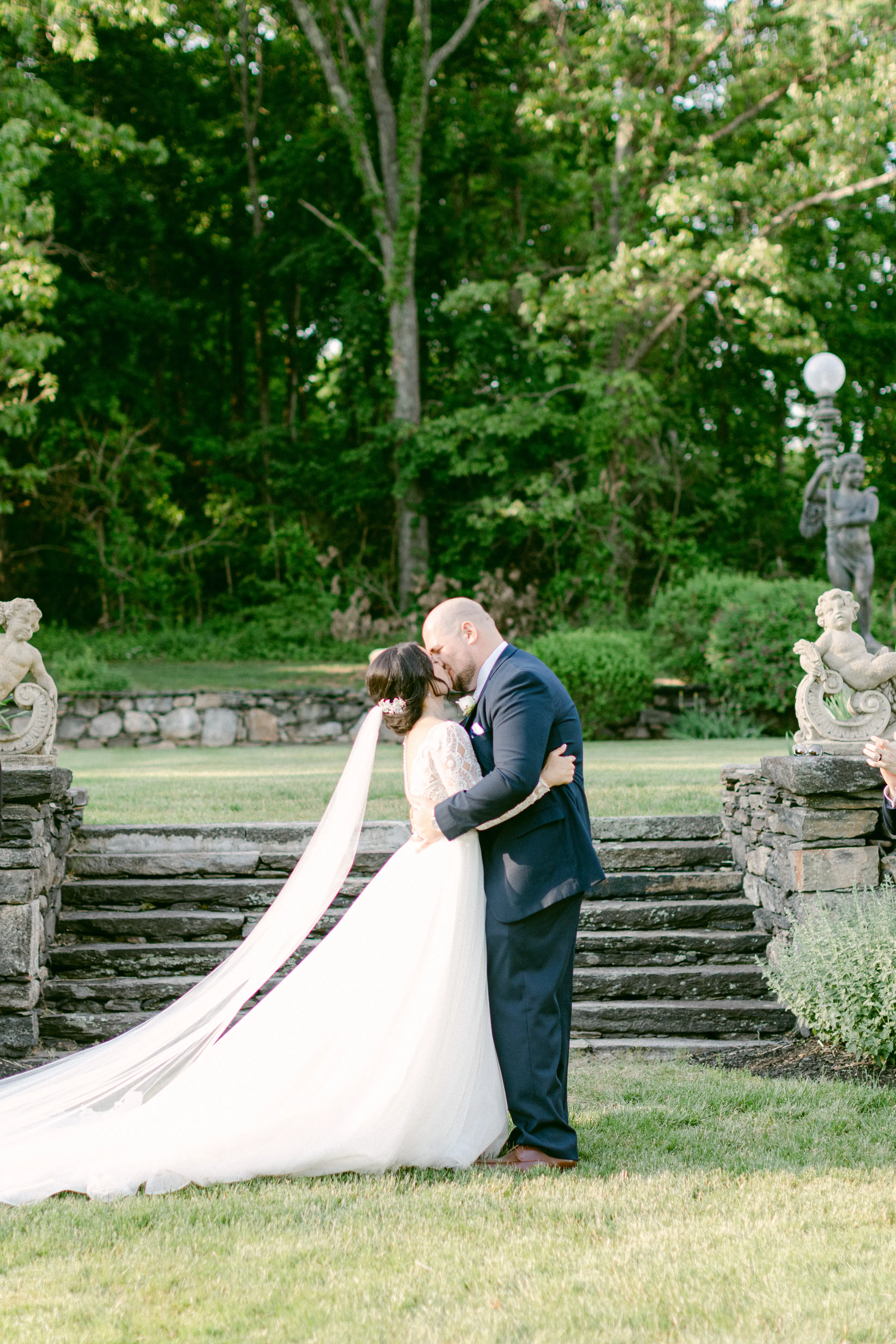 Groom With Bride Wearing Ballgown With Long Sleeves Called Mallroy Dawn By Maggie Sottero