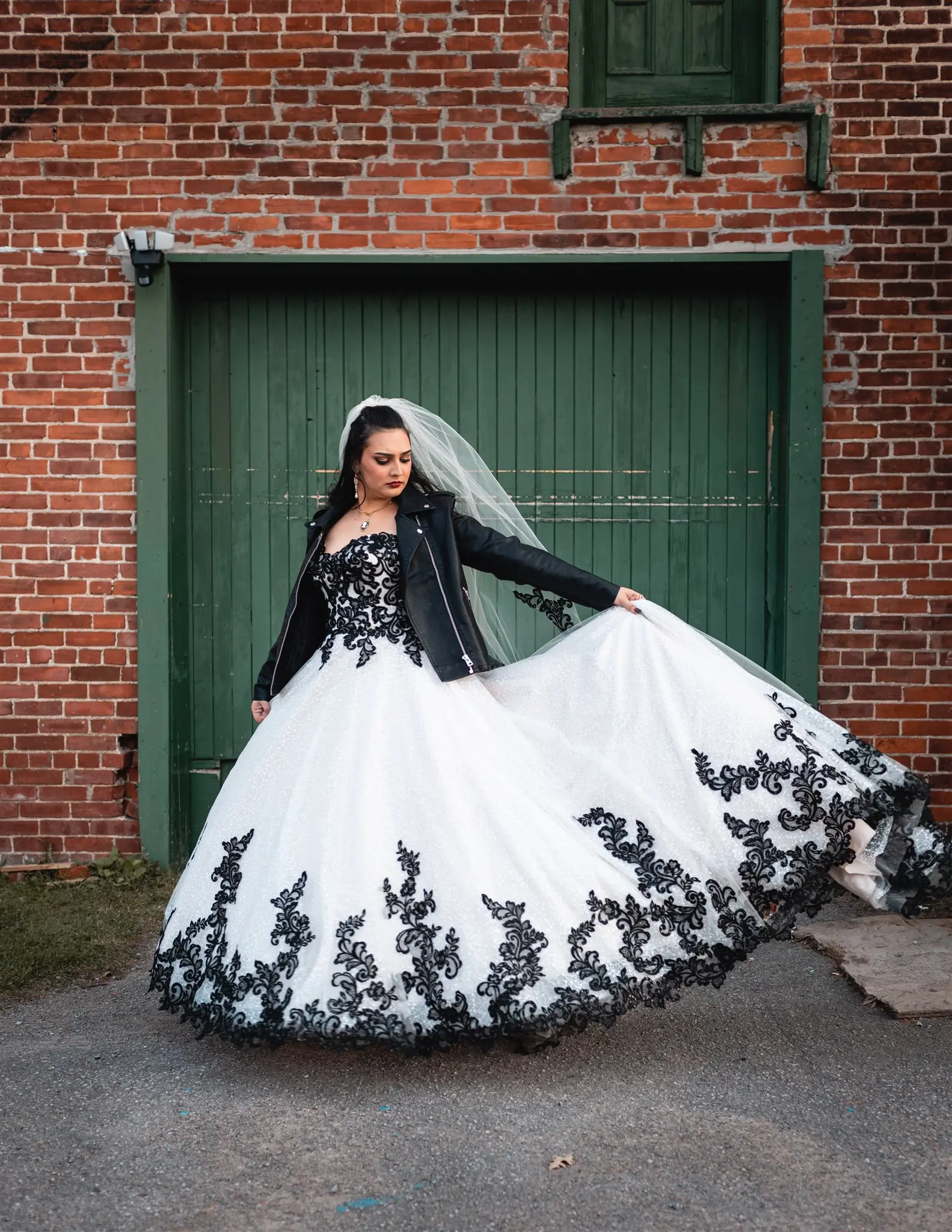 Bride In Strapless Black Wedding Dress Called Tristyn By Maggie Sottero