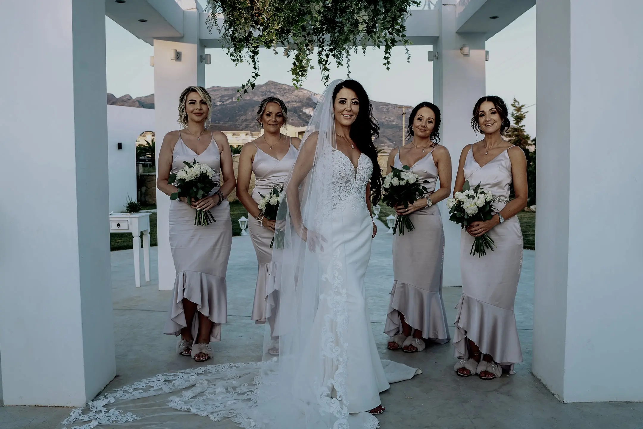 Bride Wearing Lace Spaghetti Strap Wedding Dress Nikki By Maggie Sottero