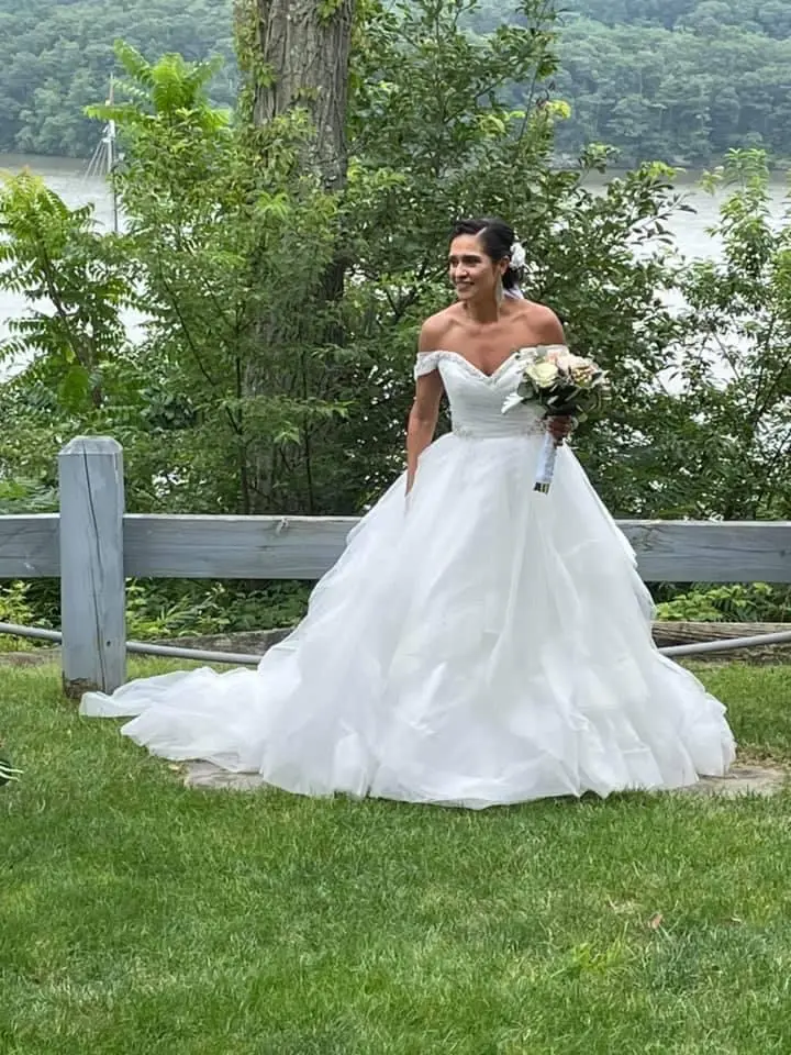 Bride Wearing Sparkle Tulle Ballgown Yasmin By Maggie Sottero