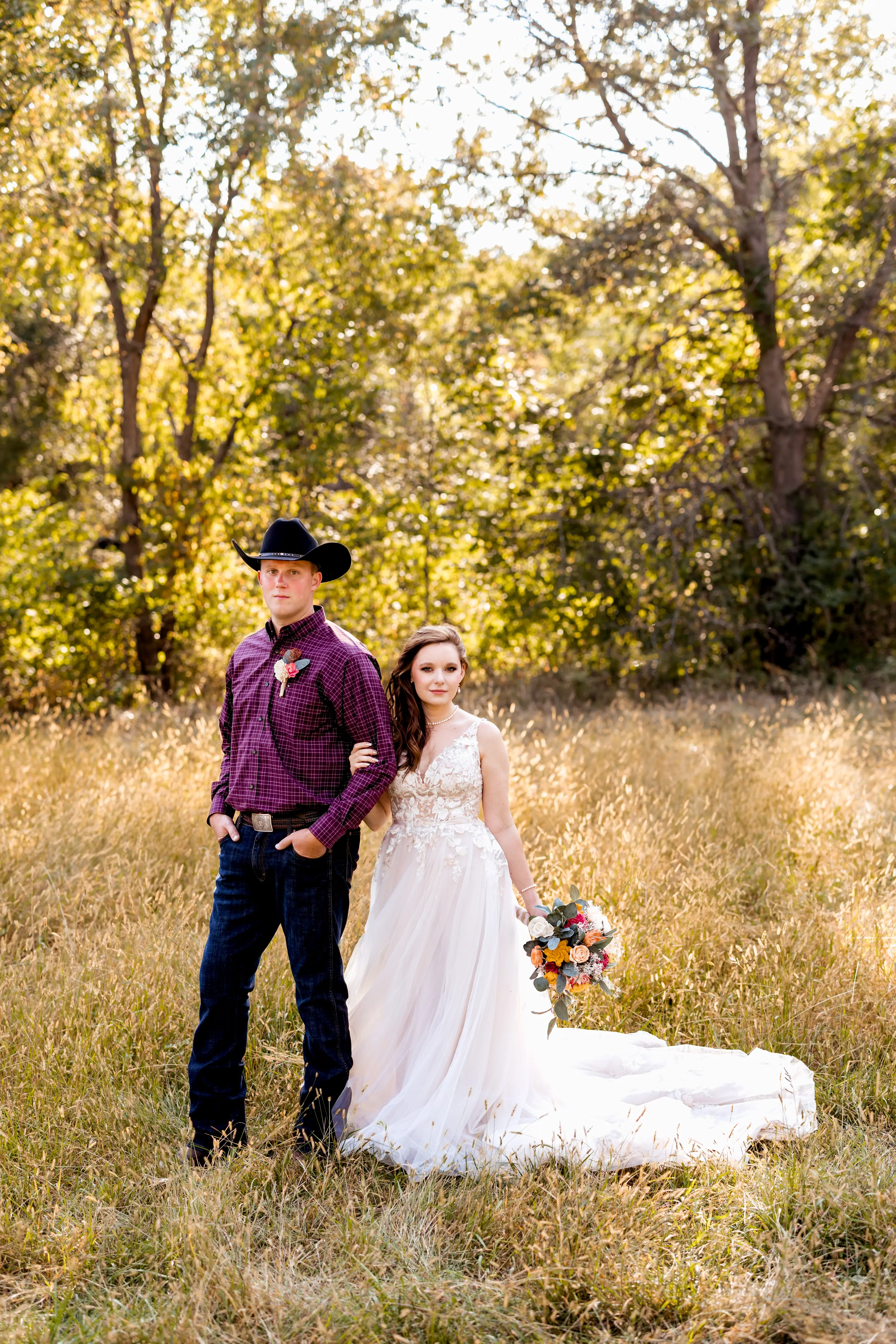 Bride In A-line V-Neckline Minerva Rebecca Ingram With Groom