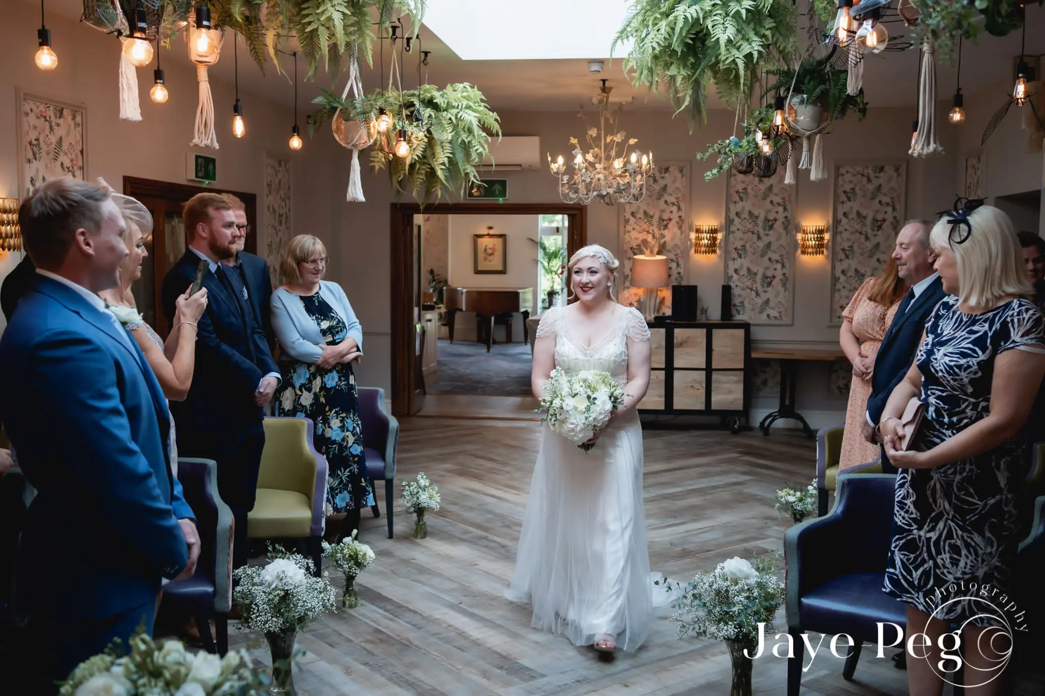 Bride Wearing Vintage Style Satin Sheath Wedding Dress Ettia By Maggie Sottero