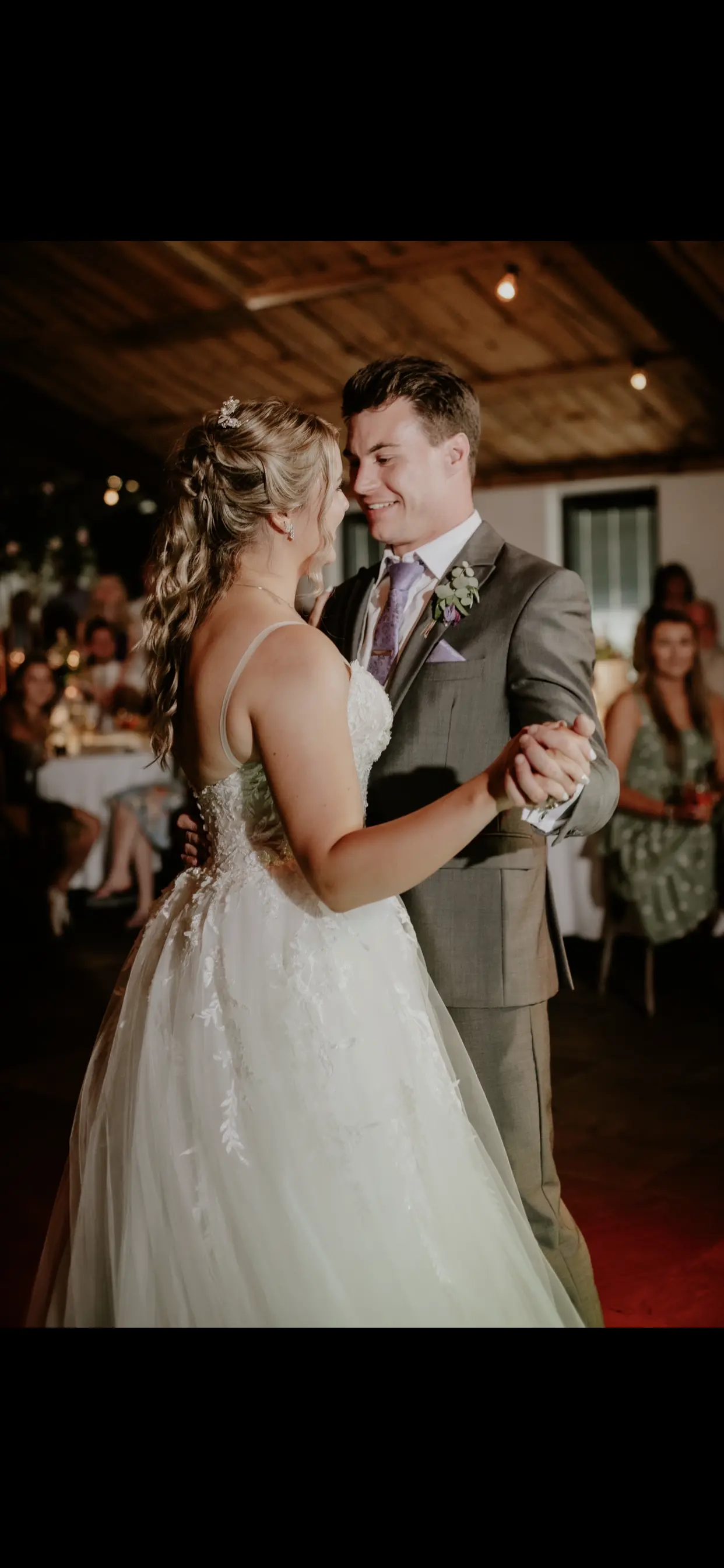 Groom With Bride Wearing Floral Princess Wedding Dress Orlanda By Maggie Sottero