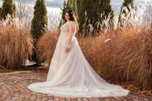 Bride wearing wedding dress called Raphael.