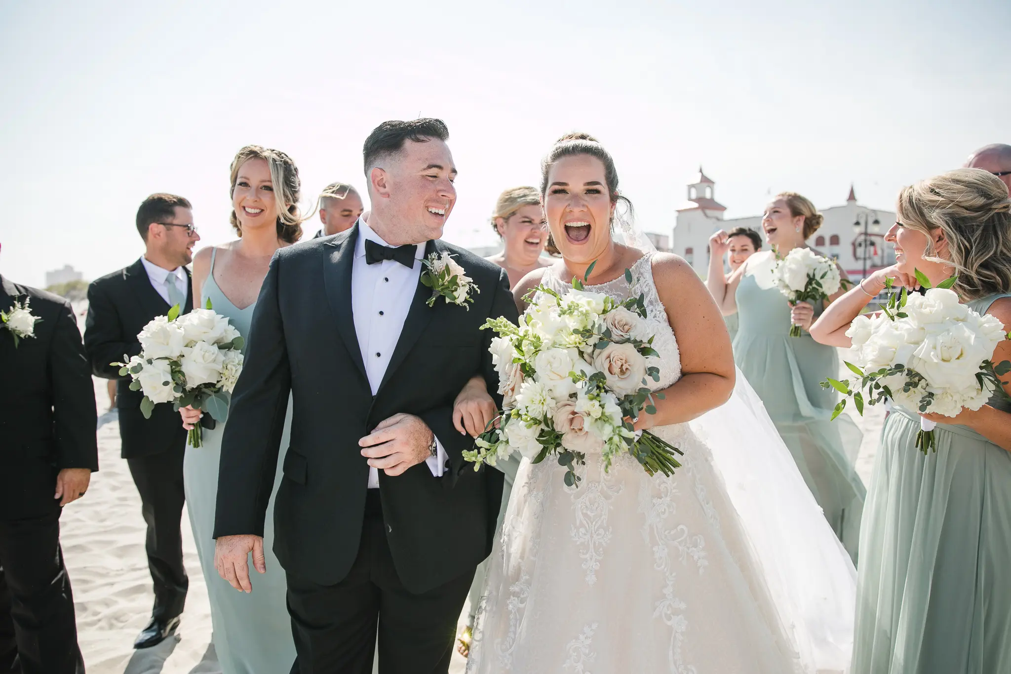 Groom With Bride Wearing Lace And Sparkle Tulle Ball Gown Honor Marie By Rebecca Ingram