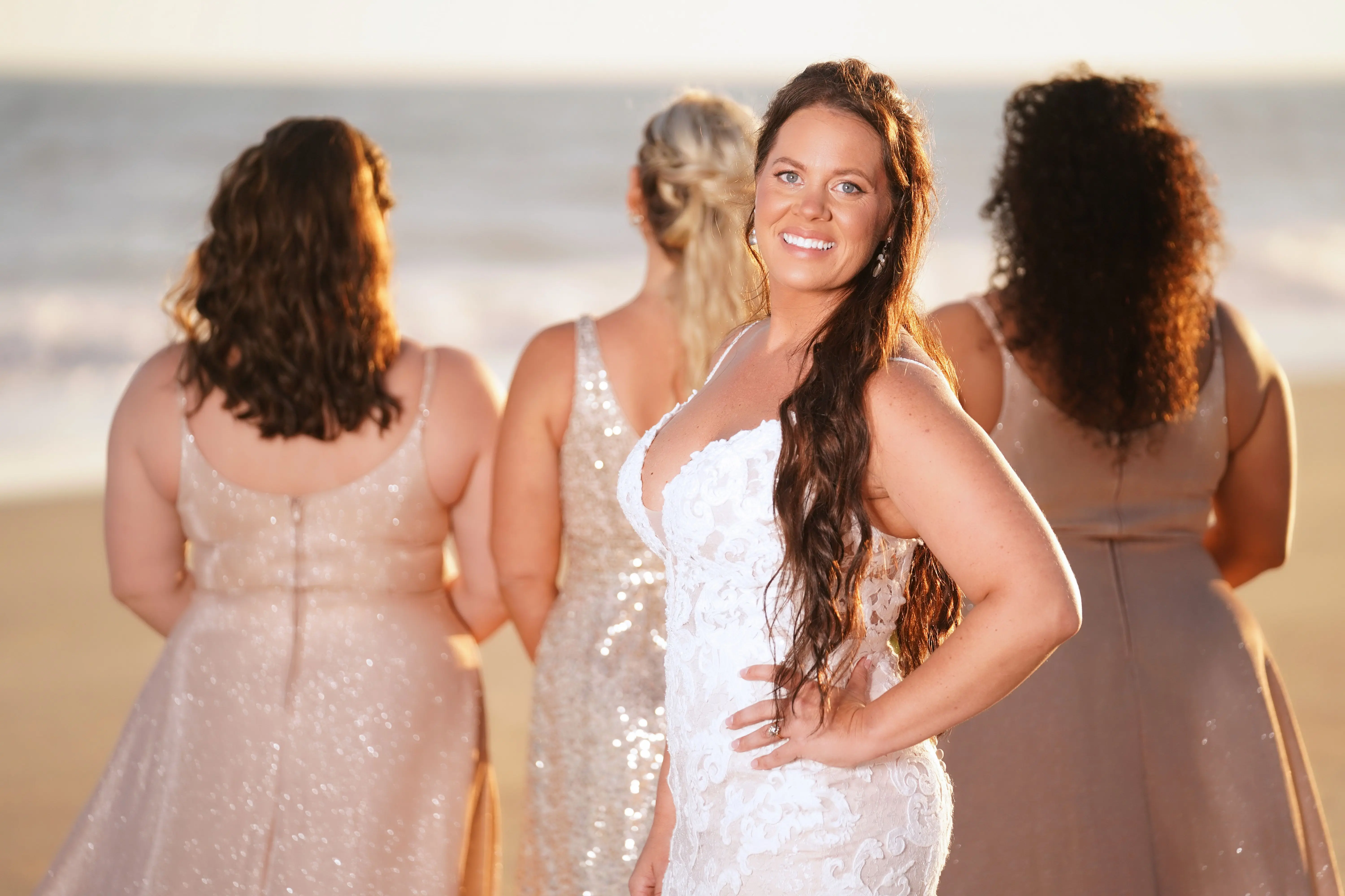 Bride Wearing Lace Sheath Wedding Gown Tuscany Lynette By Maggie Sottero