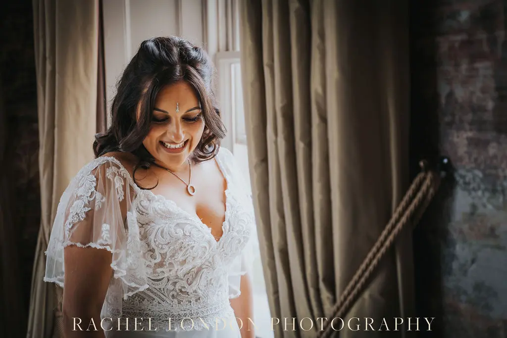 Bride In Textured A-line Lorraine Rebecca Ingram