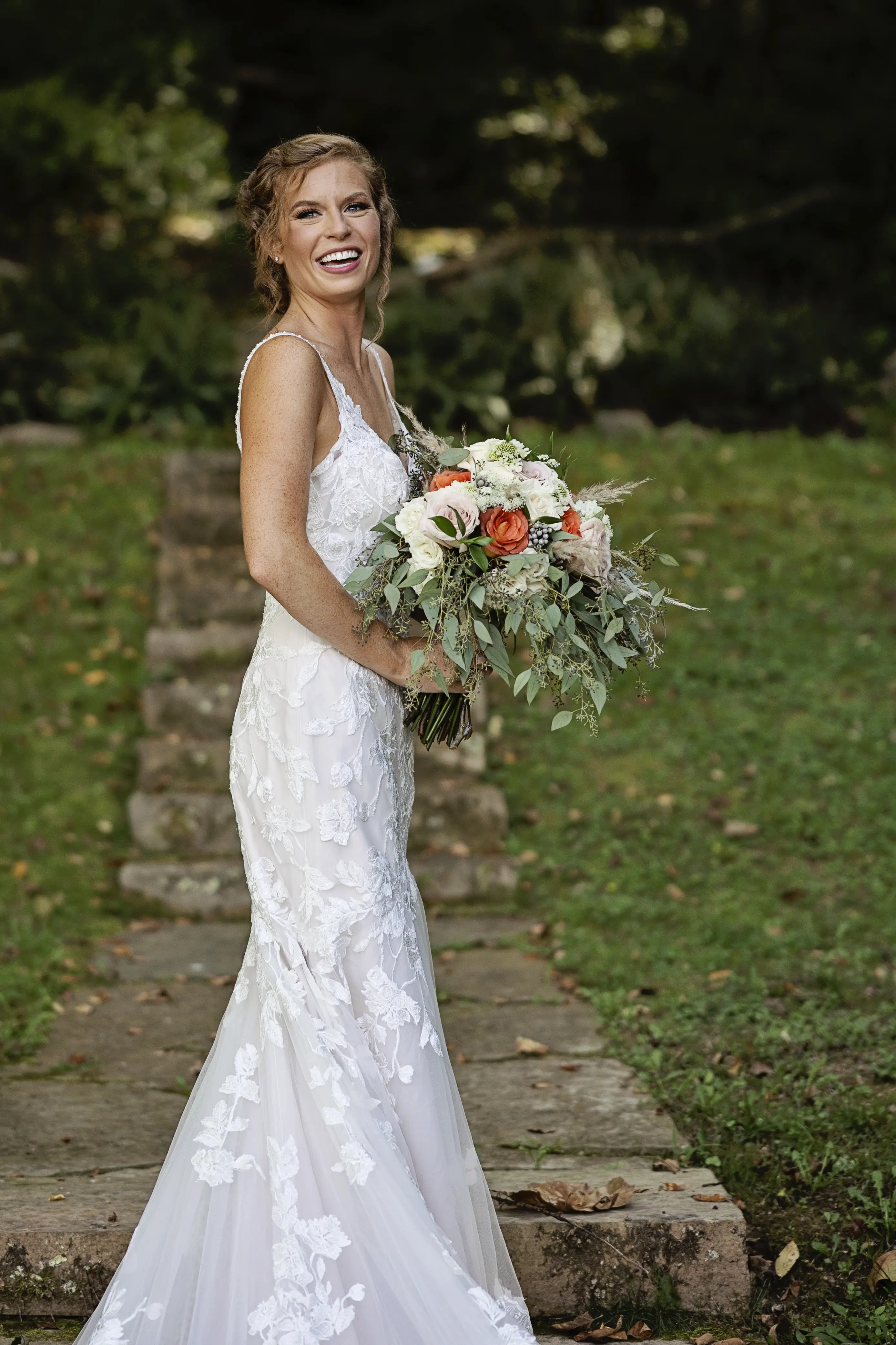 Bride In Romantic Lace Wedding Dress Called Giana By Maggie Sottero