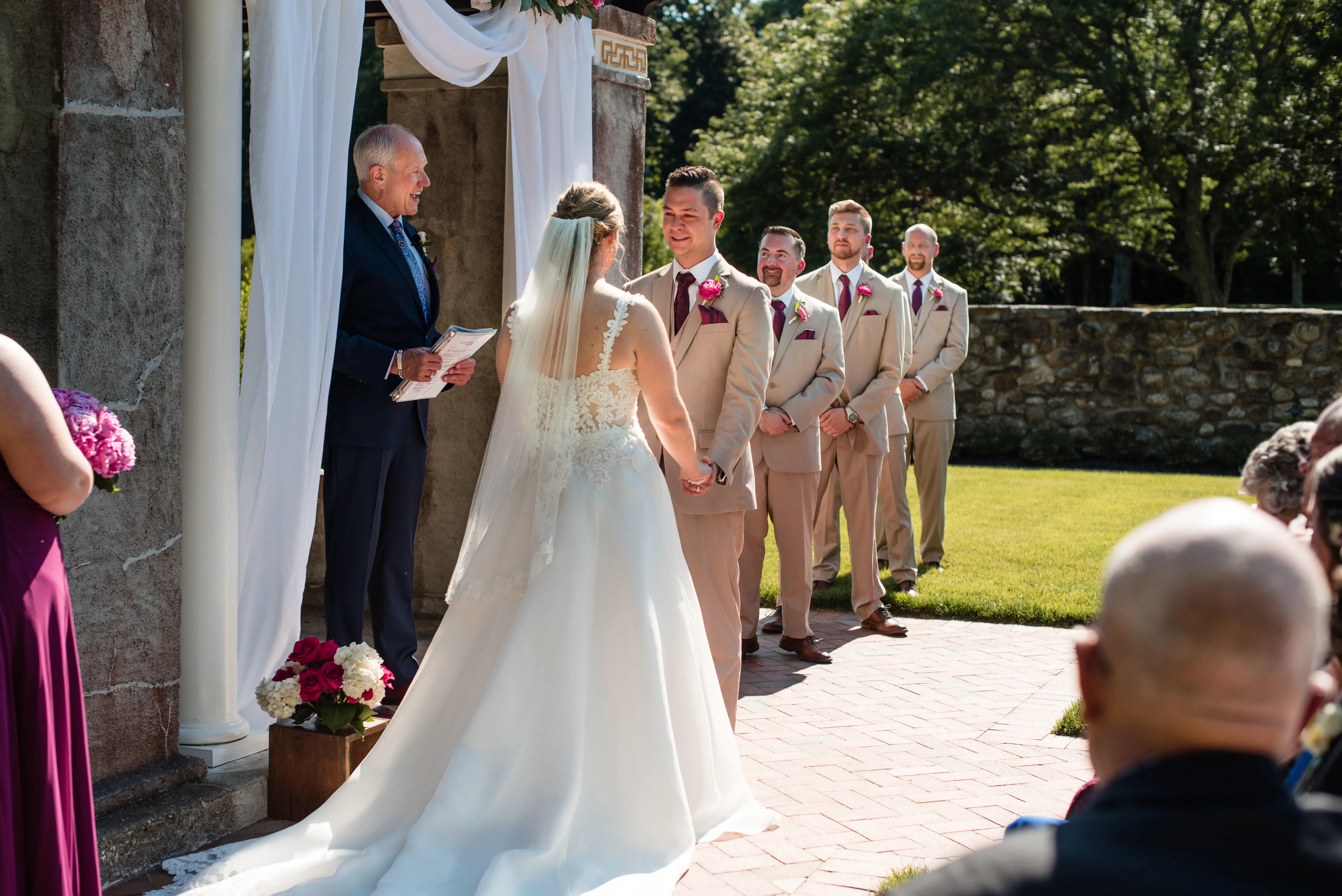 Real Bride in Beaded Lace Organza Wedding Dress Called Savannah By Maggie Sottero Saying Vows