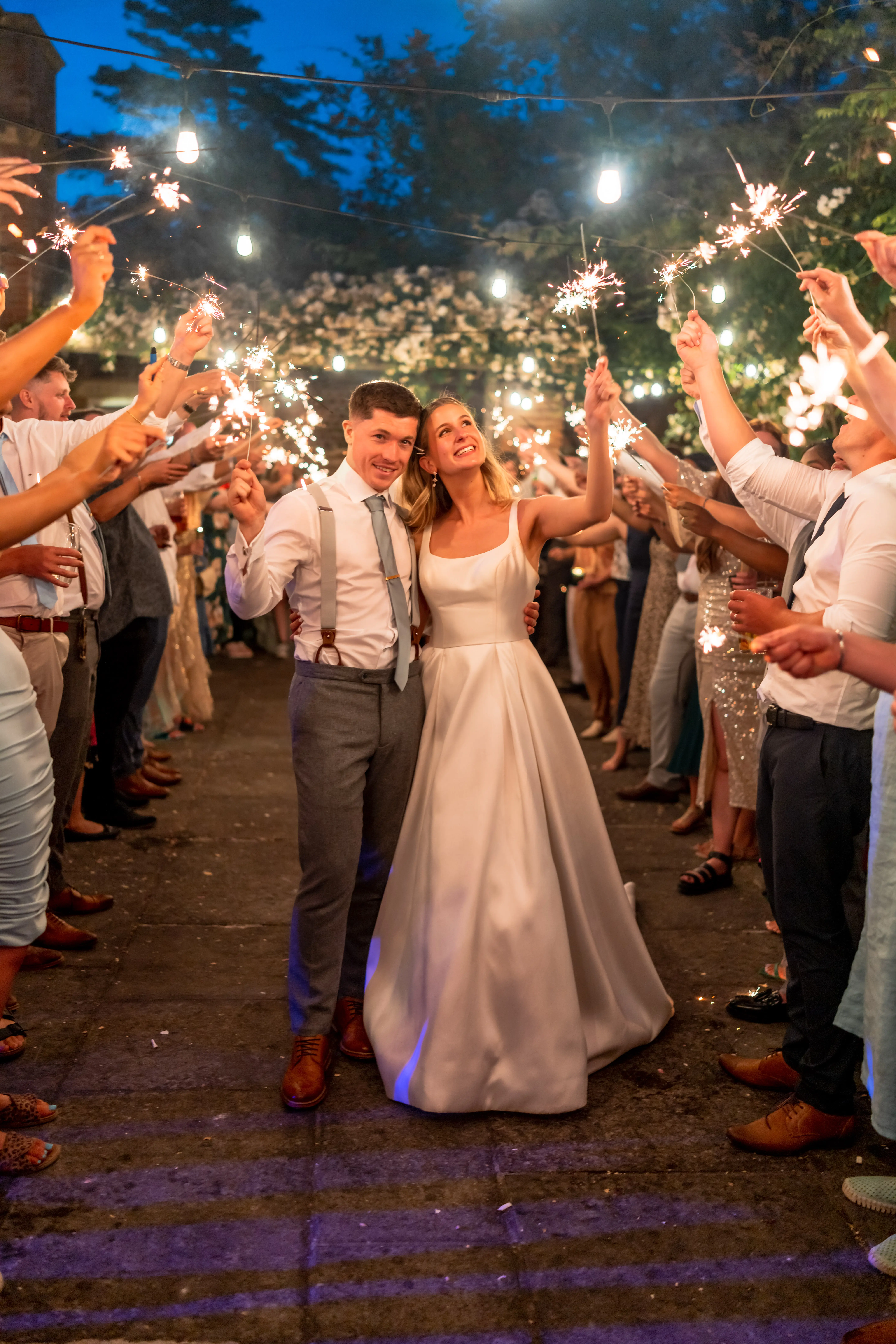 Groom With Bride Wearing Satin Ball Gown Selena By Maggie Sottero