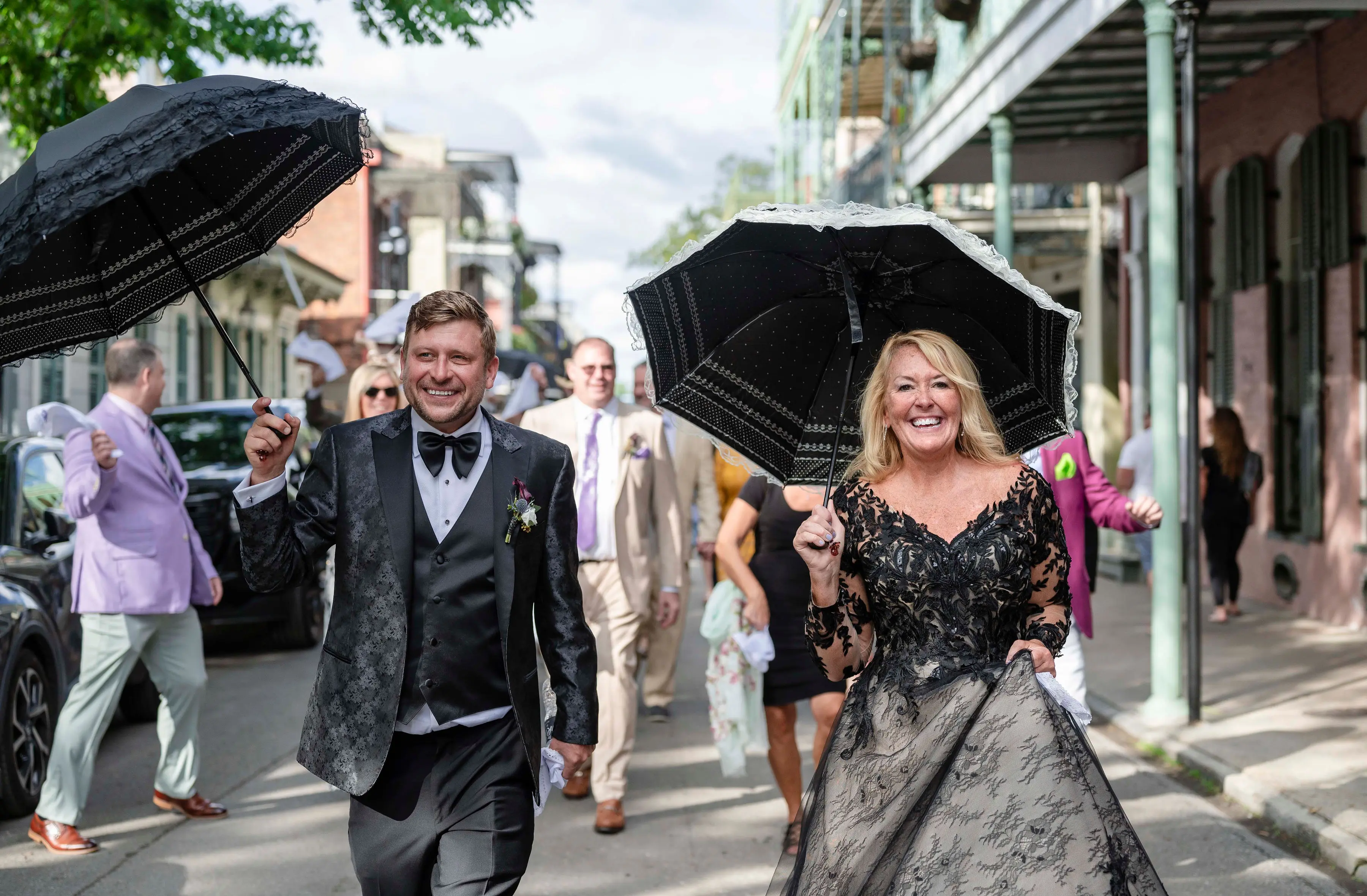 Groom With Bride Wearing Black Lace Ball Gown Zander By Sottero And Midgley