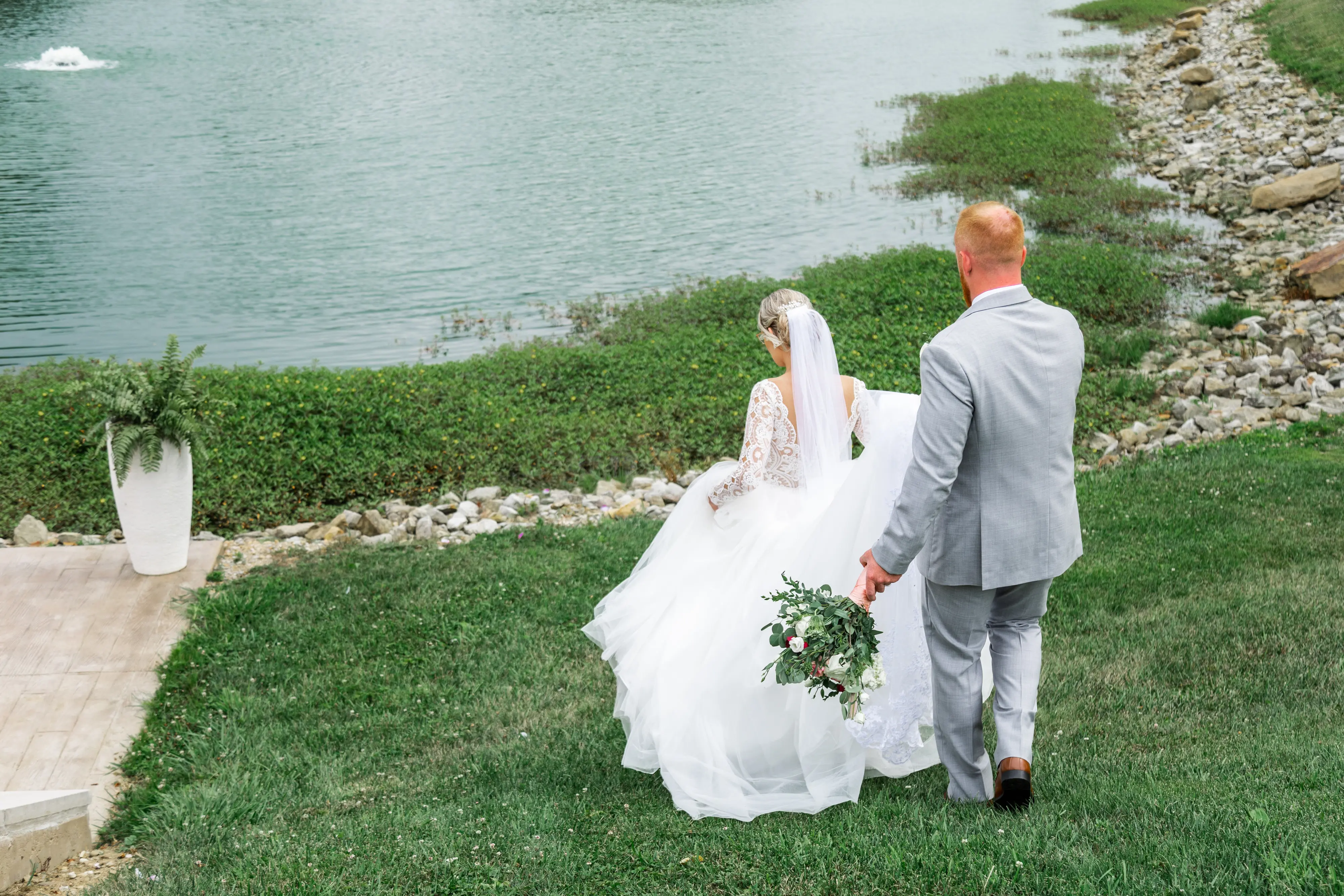 Groom With Bride Wearing Romantic Long Sleeve Ball Gown Mallory Dawn By Maggie Sottero