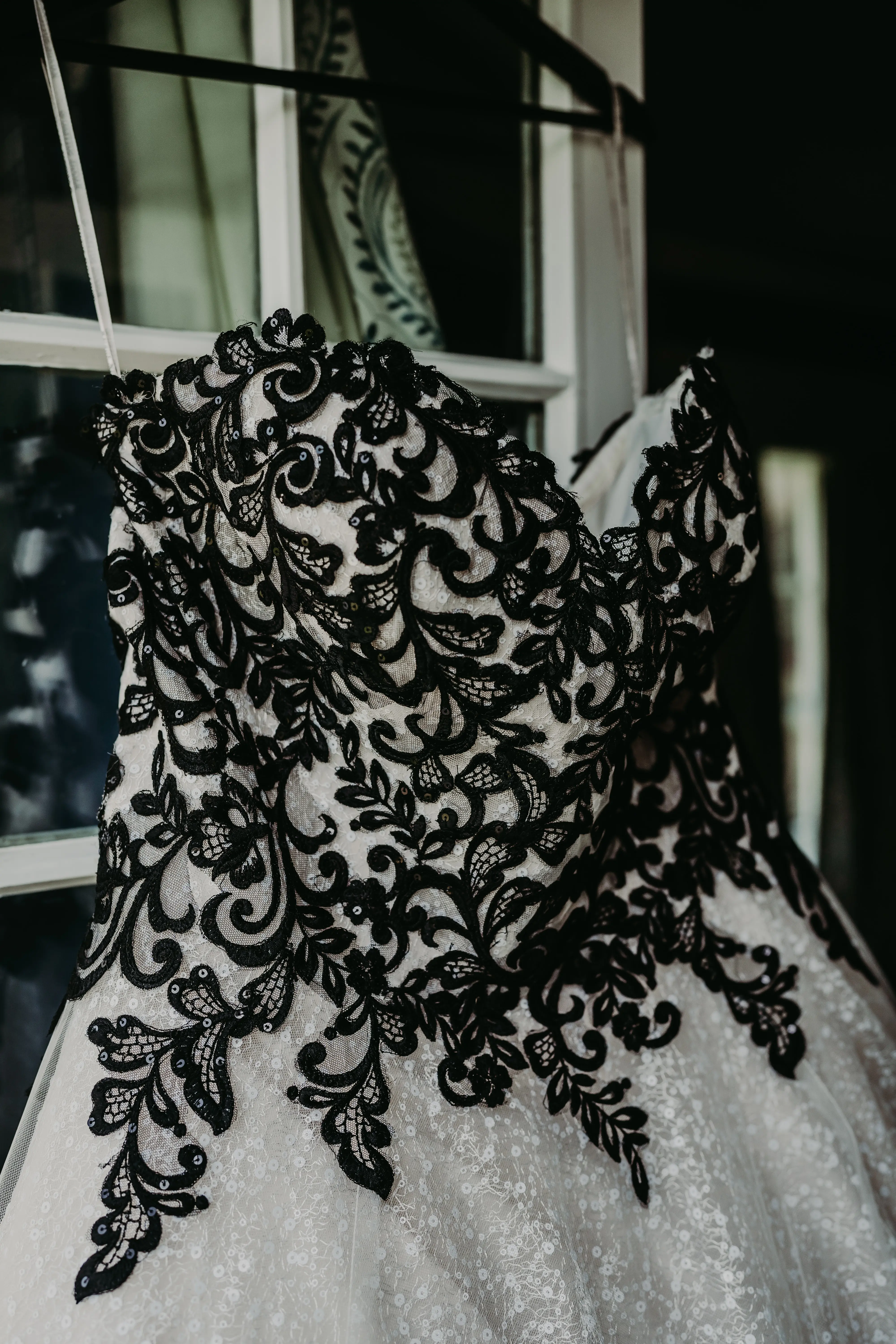 Detail Of Gothic Black Lace Wedding Dress Called Tristyn By Maggie Sottero