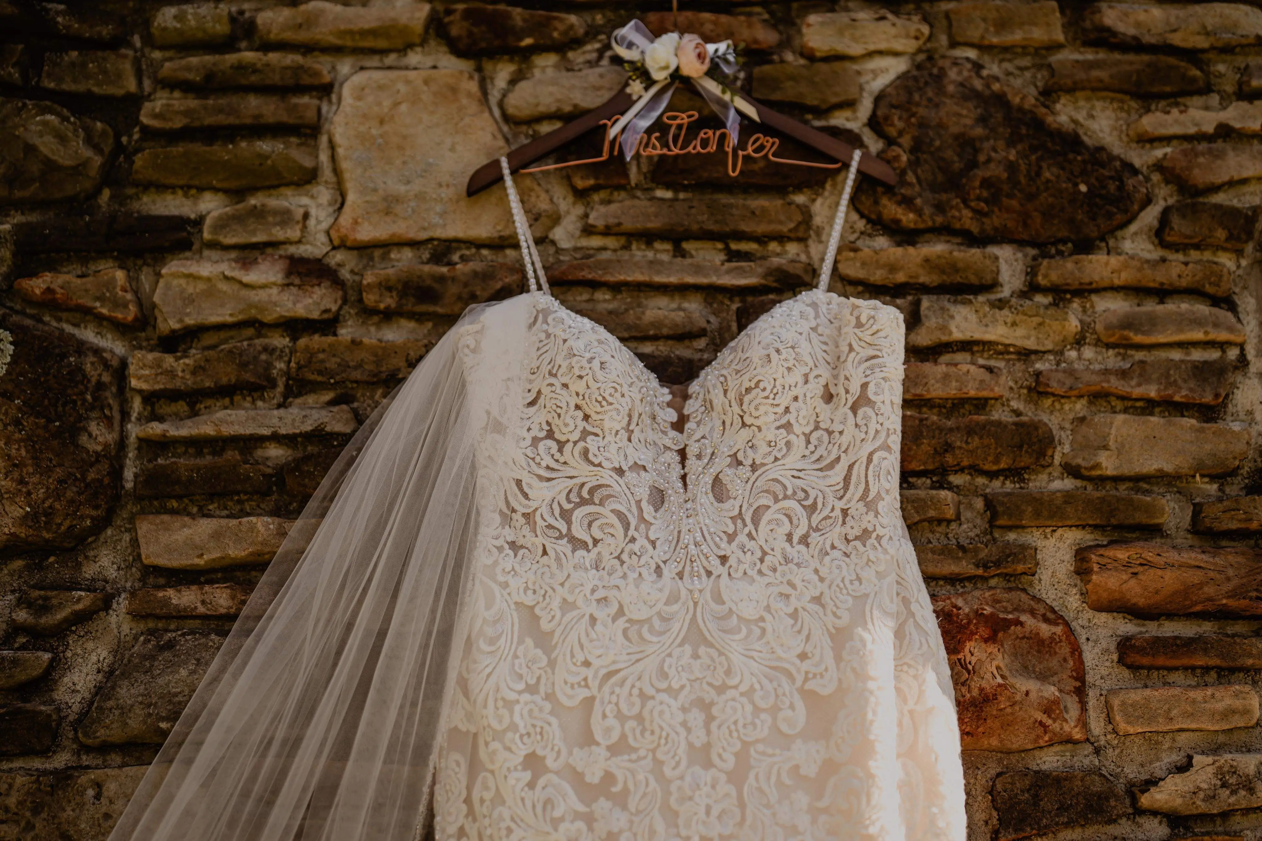 Fiona wedding dress by Maggie Sottero hanging