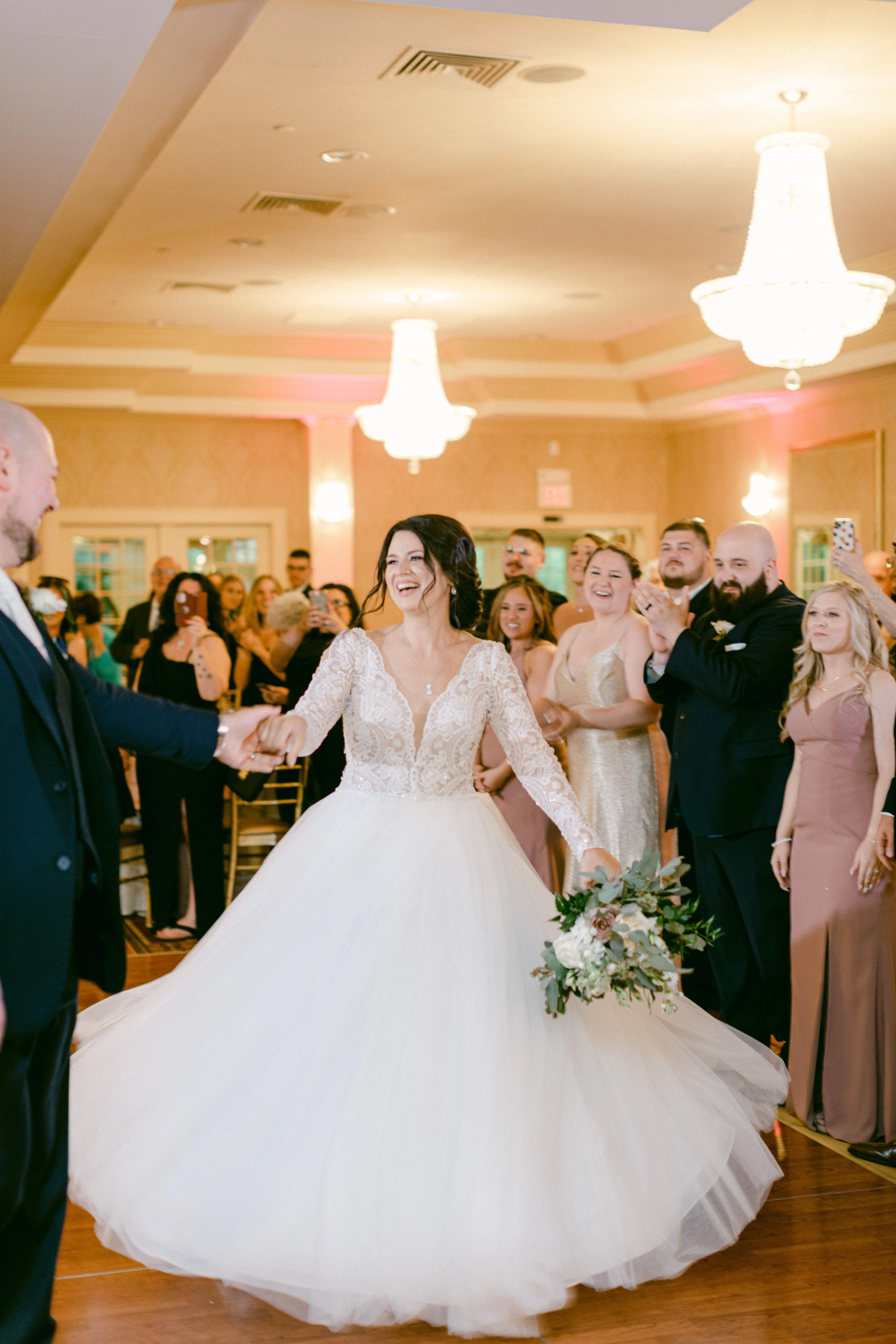 Bride Wearing Ballgown With Long Sleeves Called Mallroy Dawn By Maggie Sottero
