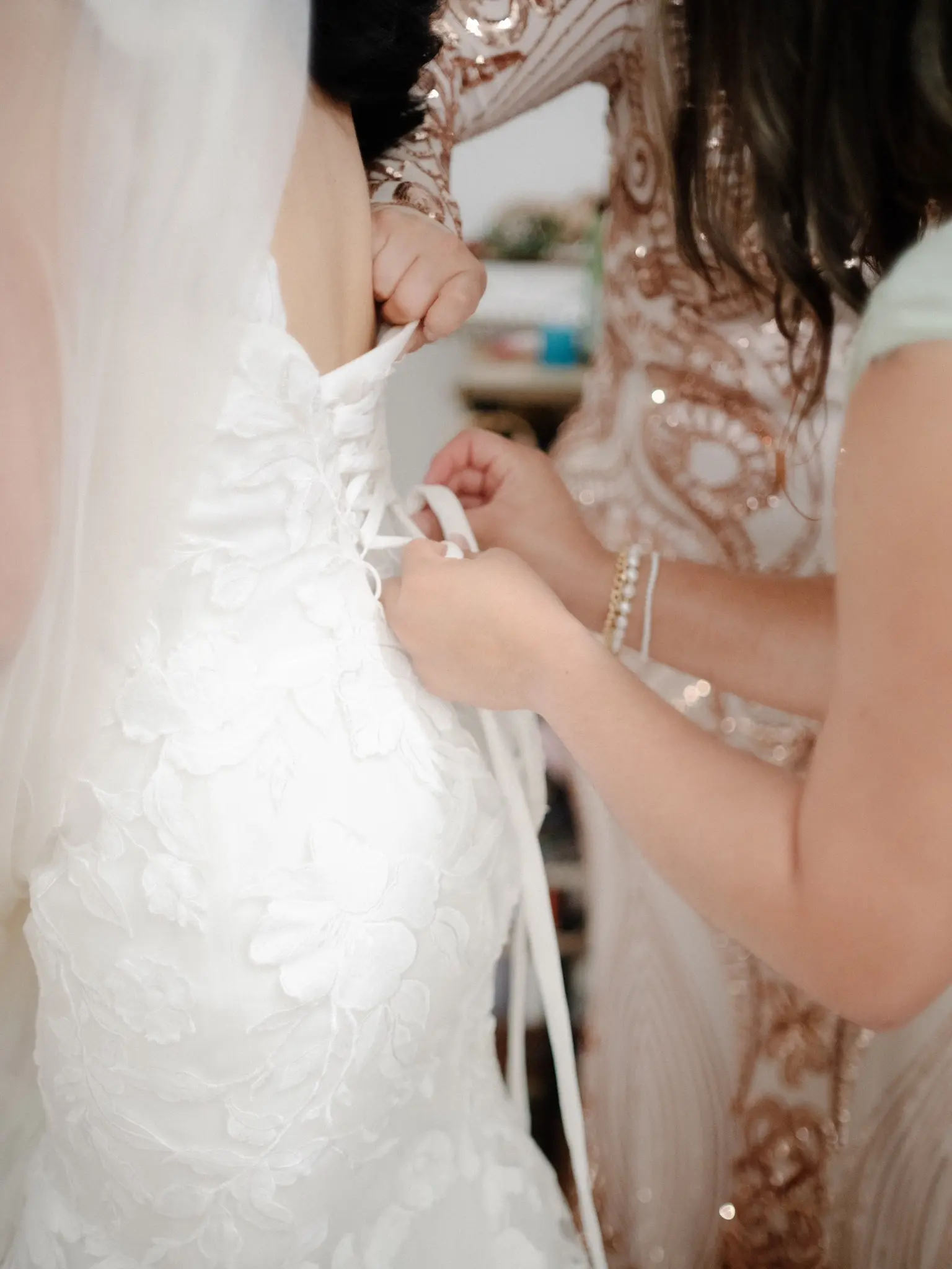 Bride In Lace Mermaid Wedding Dress Called Hattie By Rebecca Ingram With Corset Back