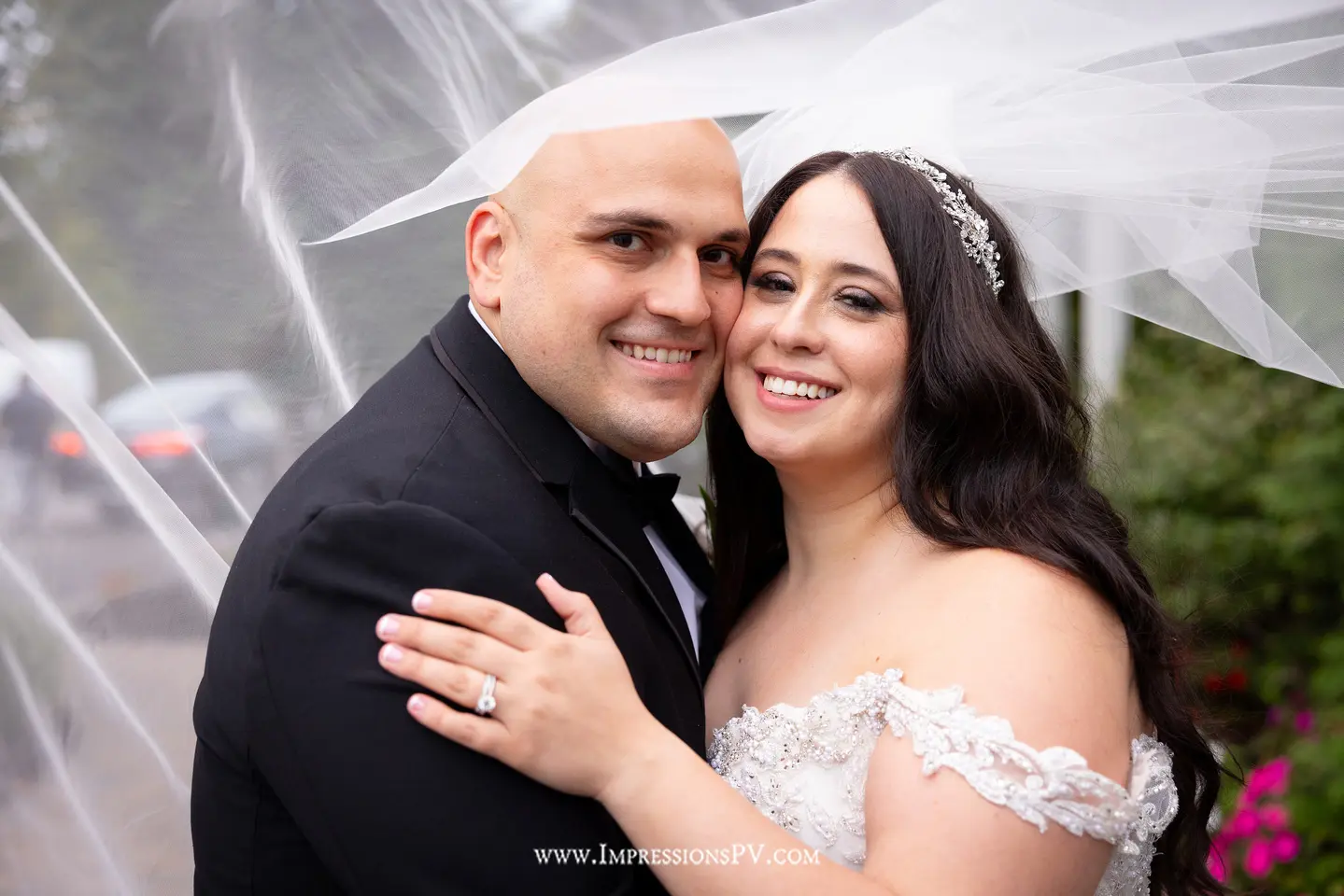 Groom With Bride Wearing Satin Ballgown Kimora By Sottero And Midgley