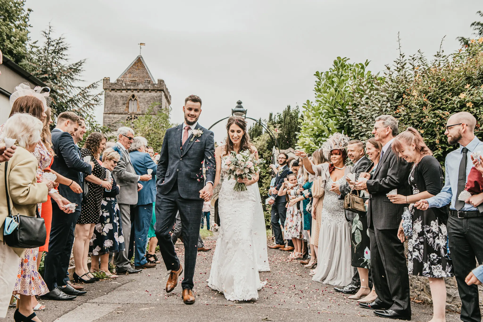 Groom With Bride Wearing Lace Sheath Wedding Dress Tuscany Lynette By Maggie Sottero