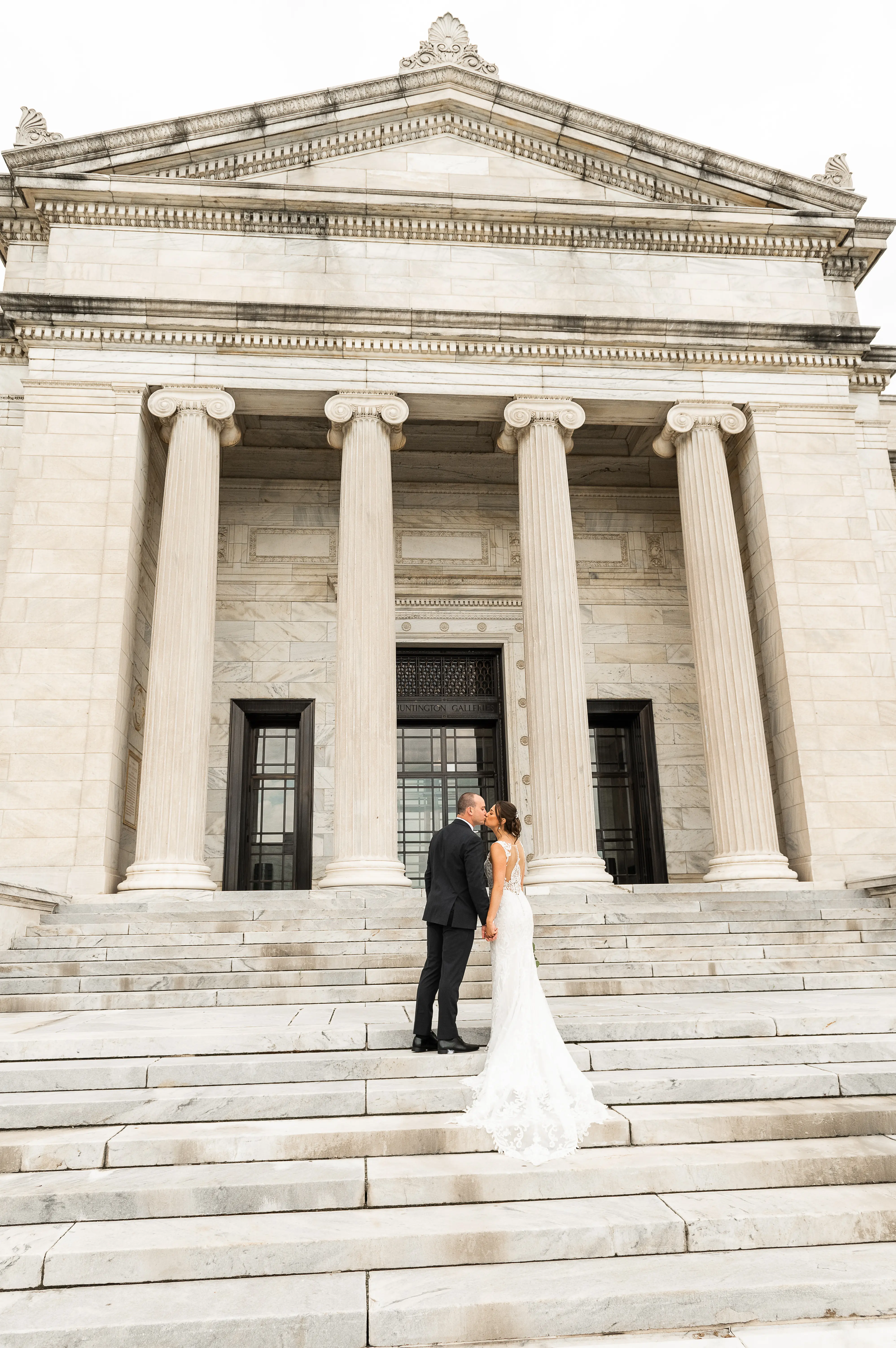 Real Bride in Elegant Lace Sheath Bridal Dress with Beaded Lace Motifs and Scalloped Lace Train Called Hamilton by Sottero & Midgley