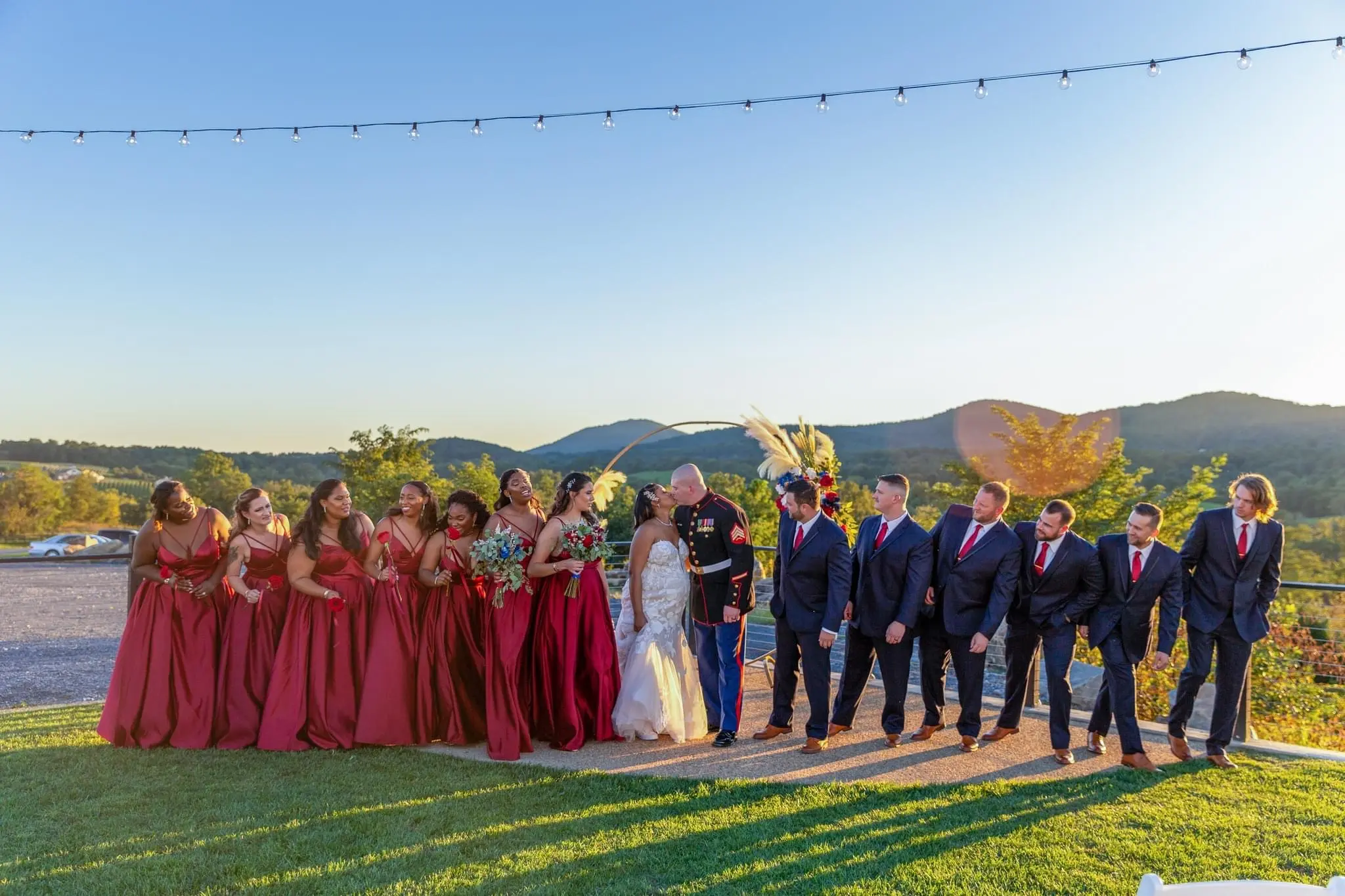 Pregnant Bride In Mermaid Wedding Dress Called Hattie By Rebecca Ingram With Wedding Party