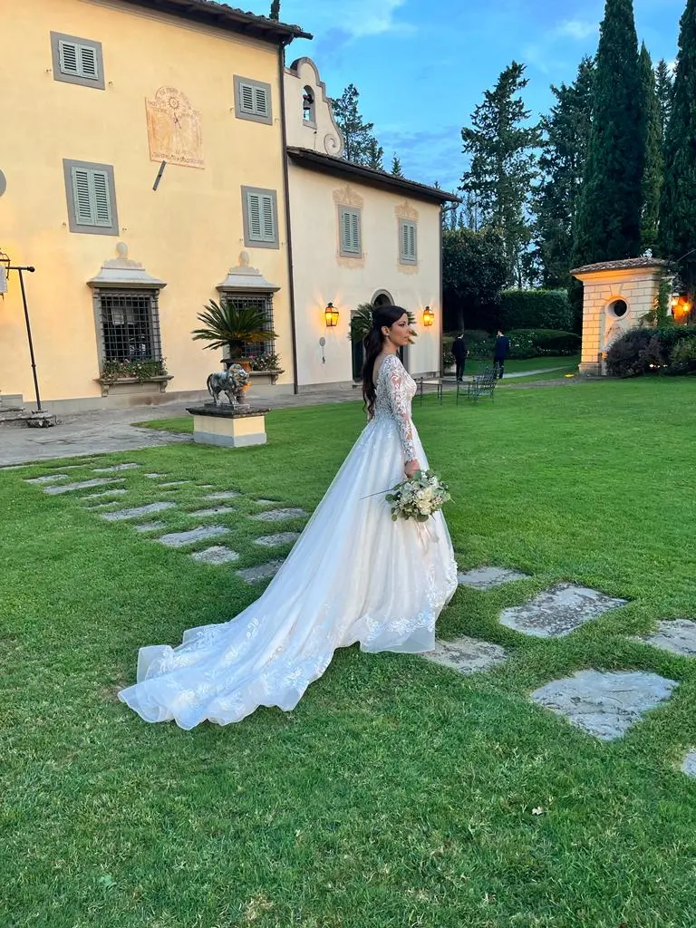 Bride In Long Sleeved Ballgown Zander Sottero and Midgley