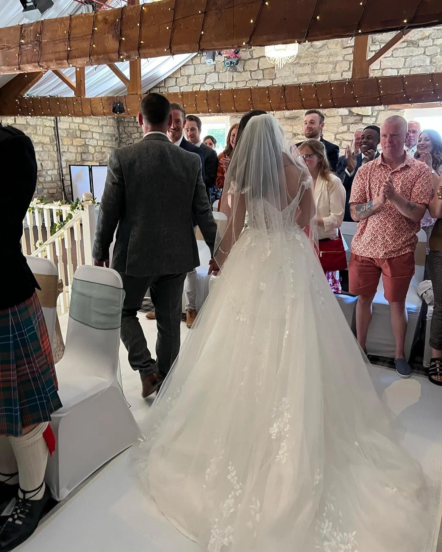Bride In Off-the-shoulder Fairytale Harlem Maggie Sottero With Guests