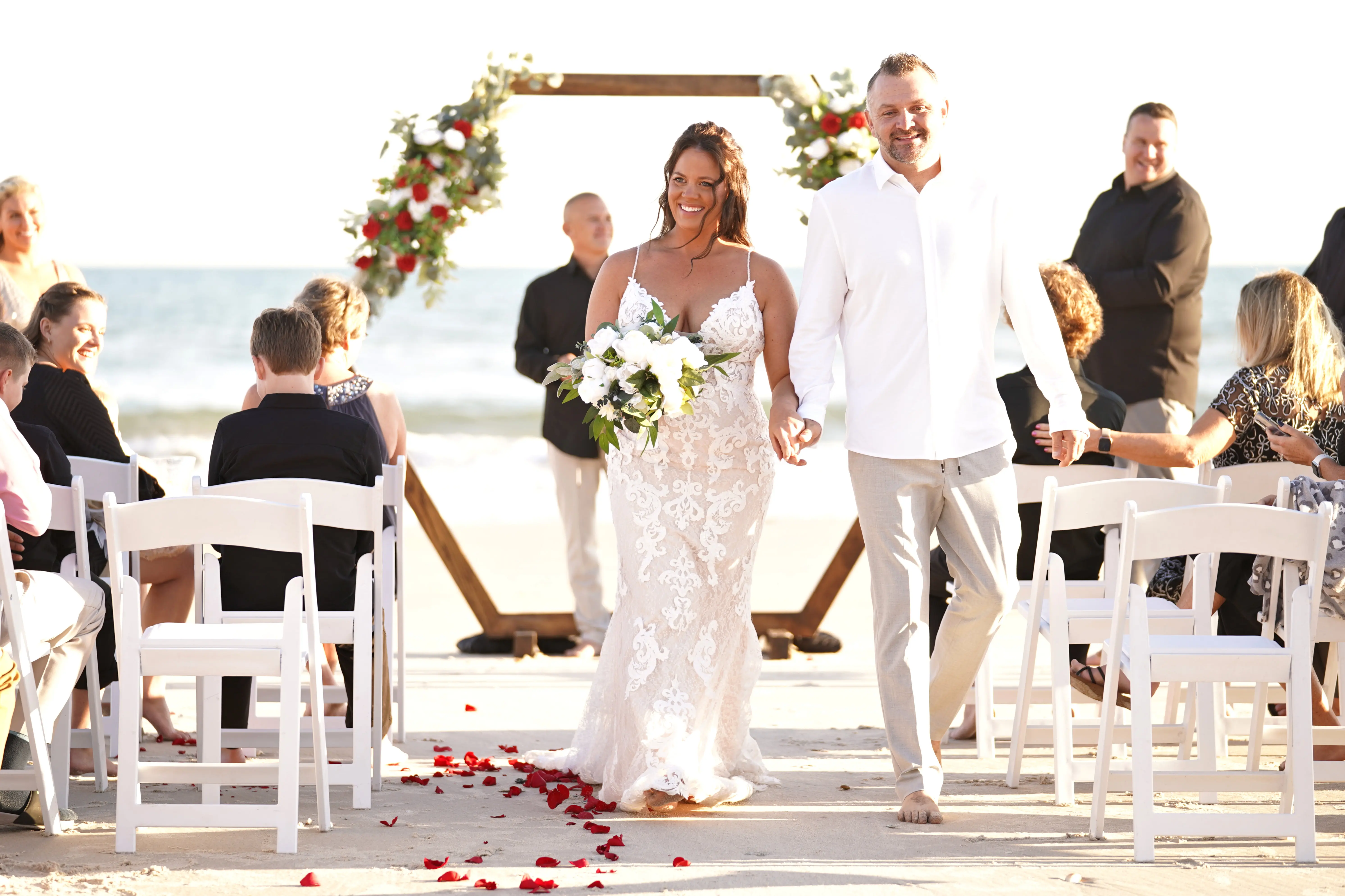 Groom With Bride Wearing Lace Sheath Wedding Gown Tuscany Lynette By Maggie Sottero