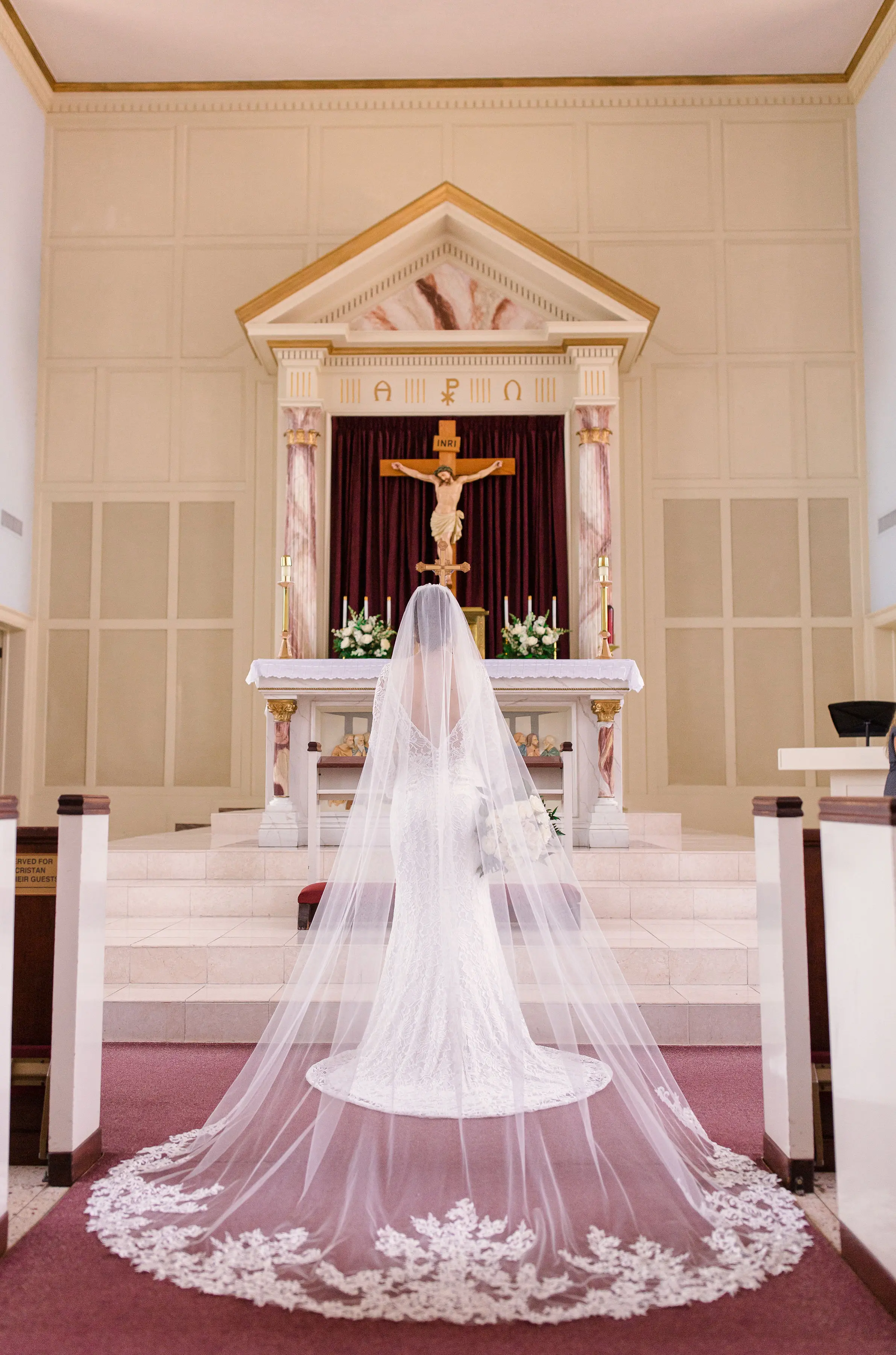 Bride Wearing Long Sleeve Lace Form Fitting Wedding Dress Tina Dawn By Rebecca Ingram