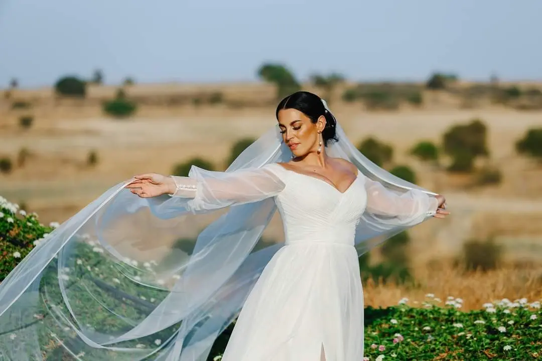 Bride Wearing Boho A-Line Wedding Dress Called Nerida By Sottero And Midgley