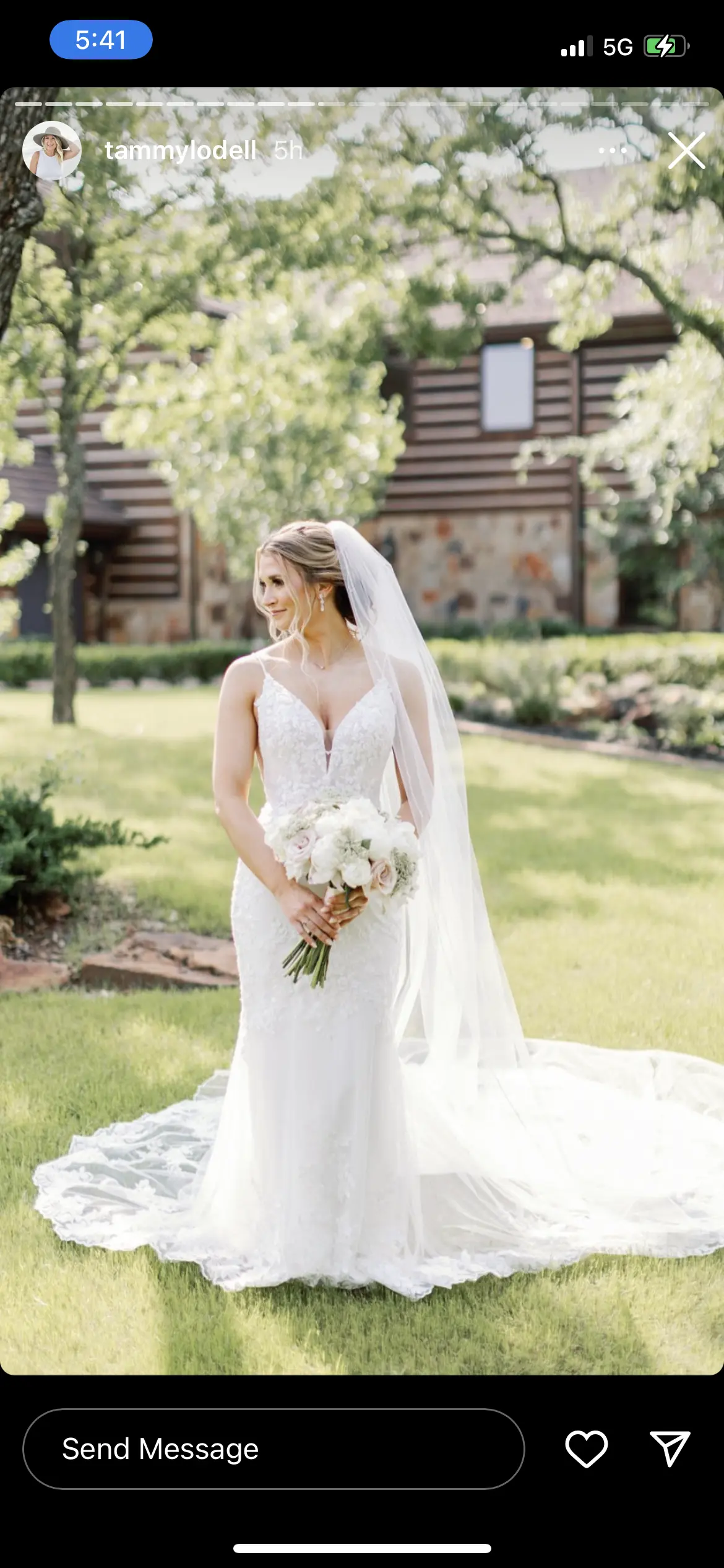 Bride Wearing Sparkly Lace Wedding Dress Called Fontaine By Maggie Sottero