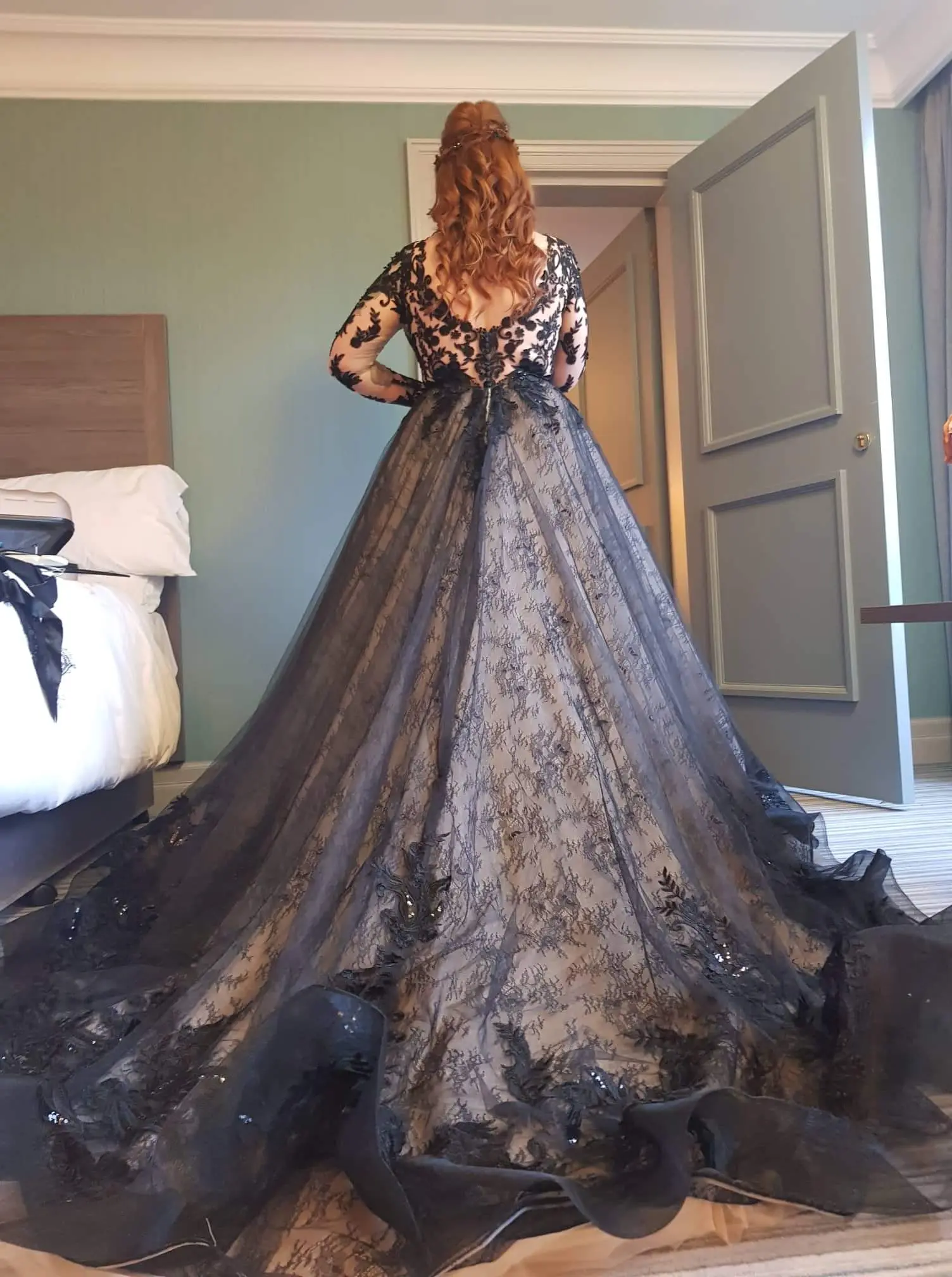 Bride wearing Black Wedding Dress called Zander by Sottero and Midgley