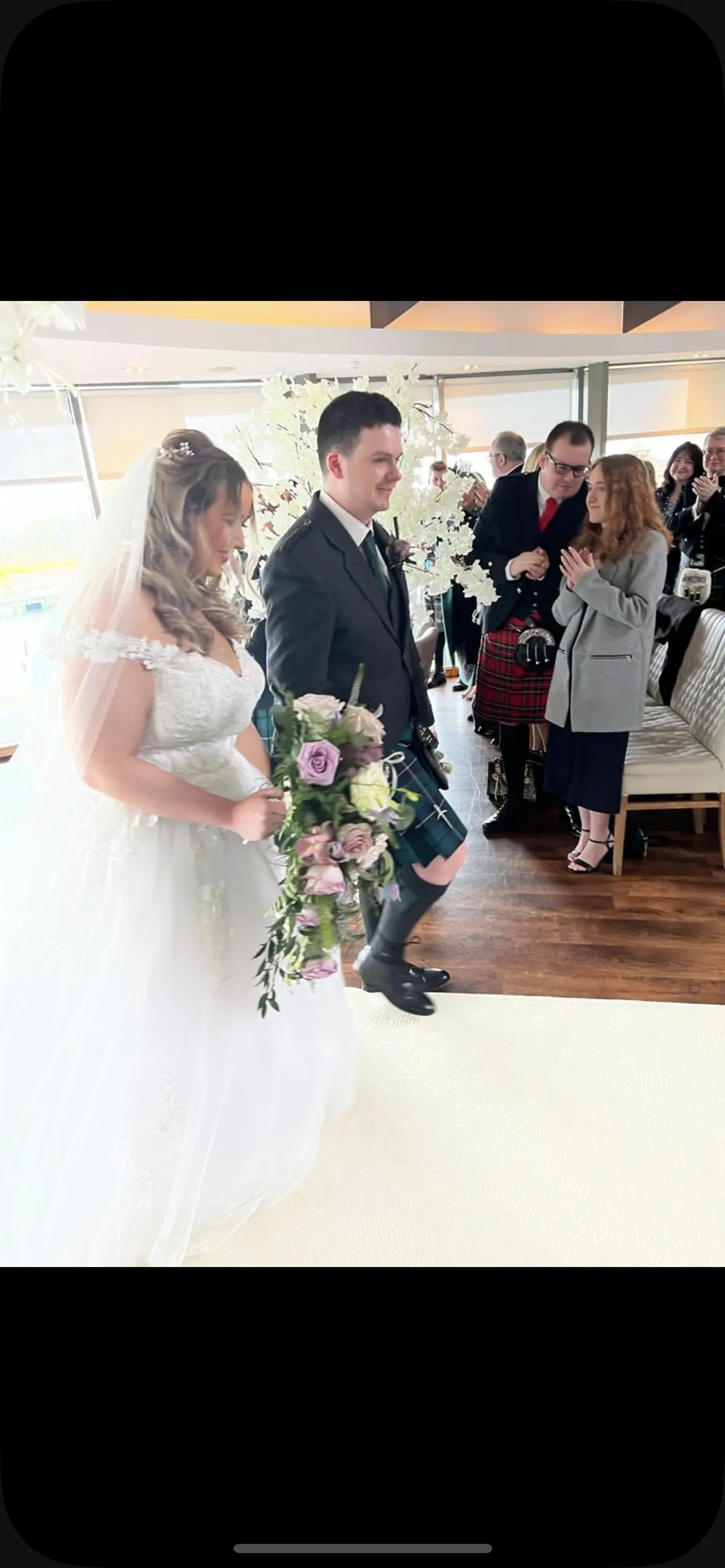 Bride In Lace Ballgown Called Harlem By Maggie Sottero With Groom