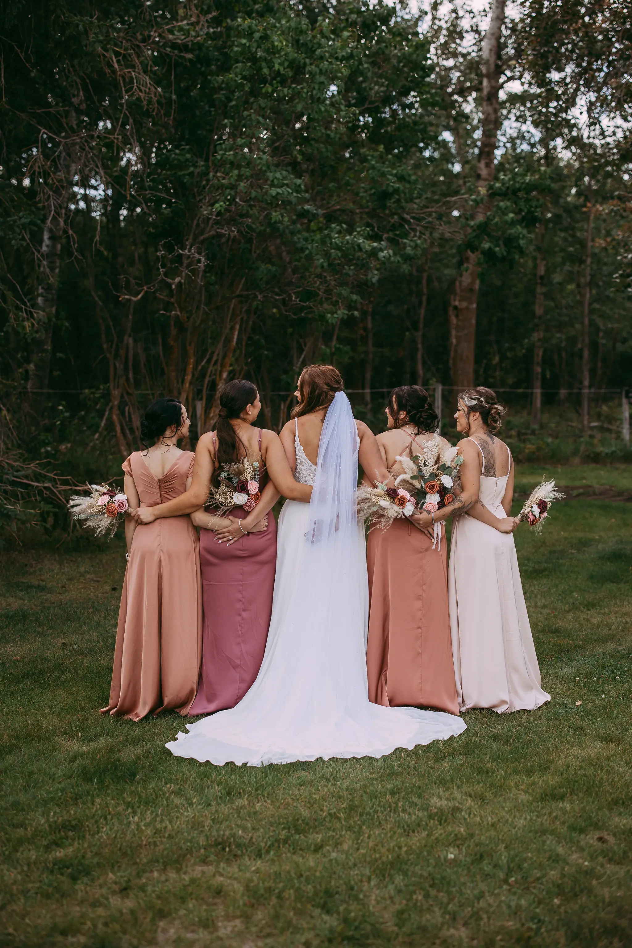 Bride Wearing Beaded Chiffon Sheath Wedding Dress Lorraine By Rebecca Ingram