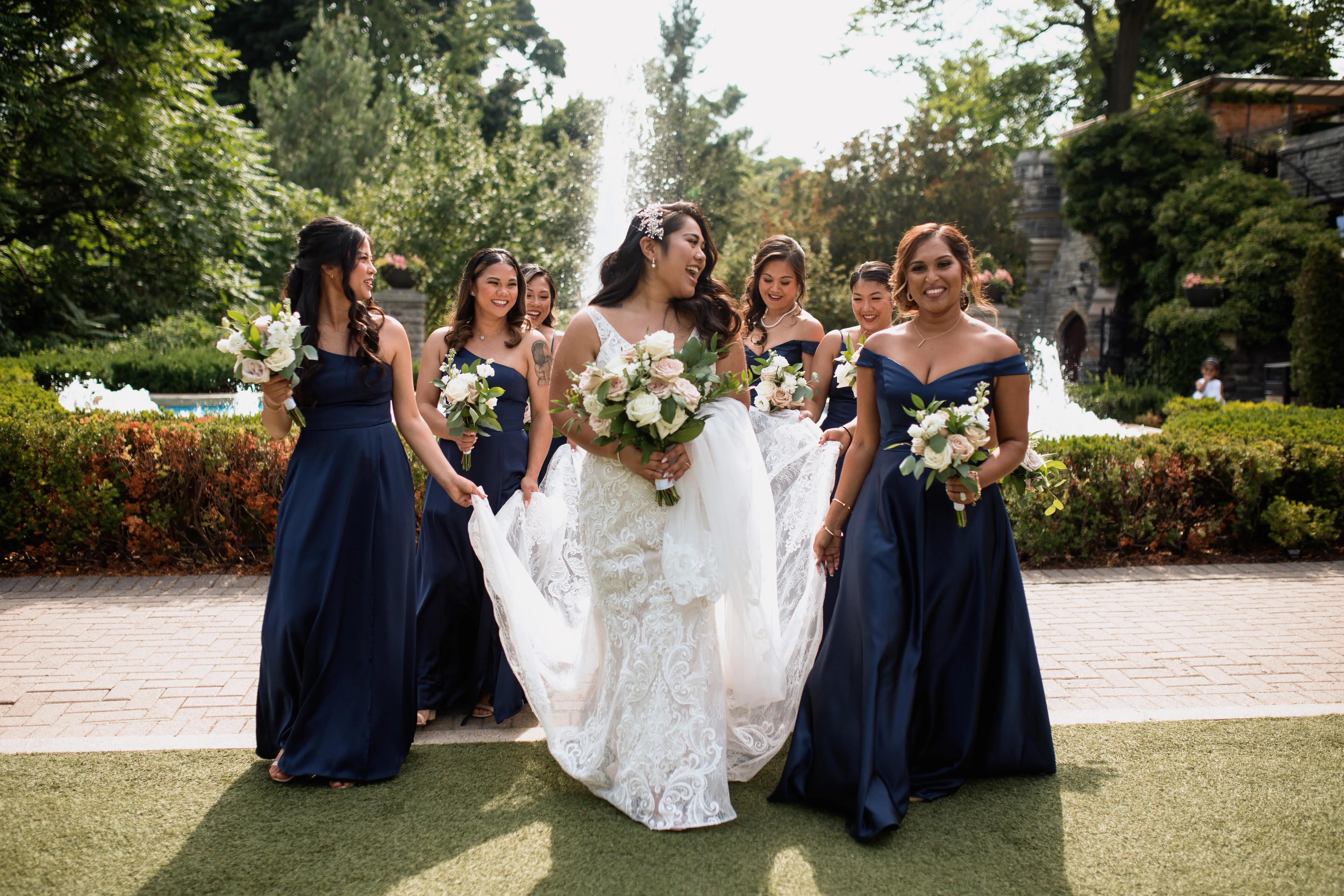Bride Wearing Floral Fit-And-Flare Wedding Dress