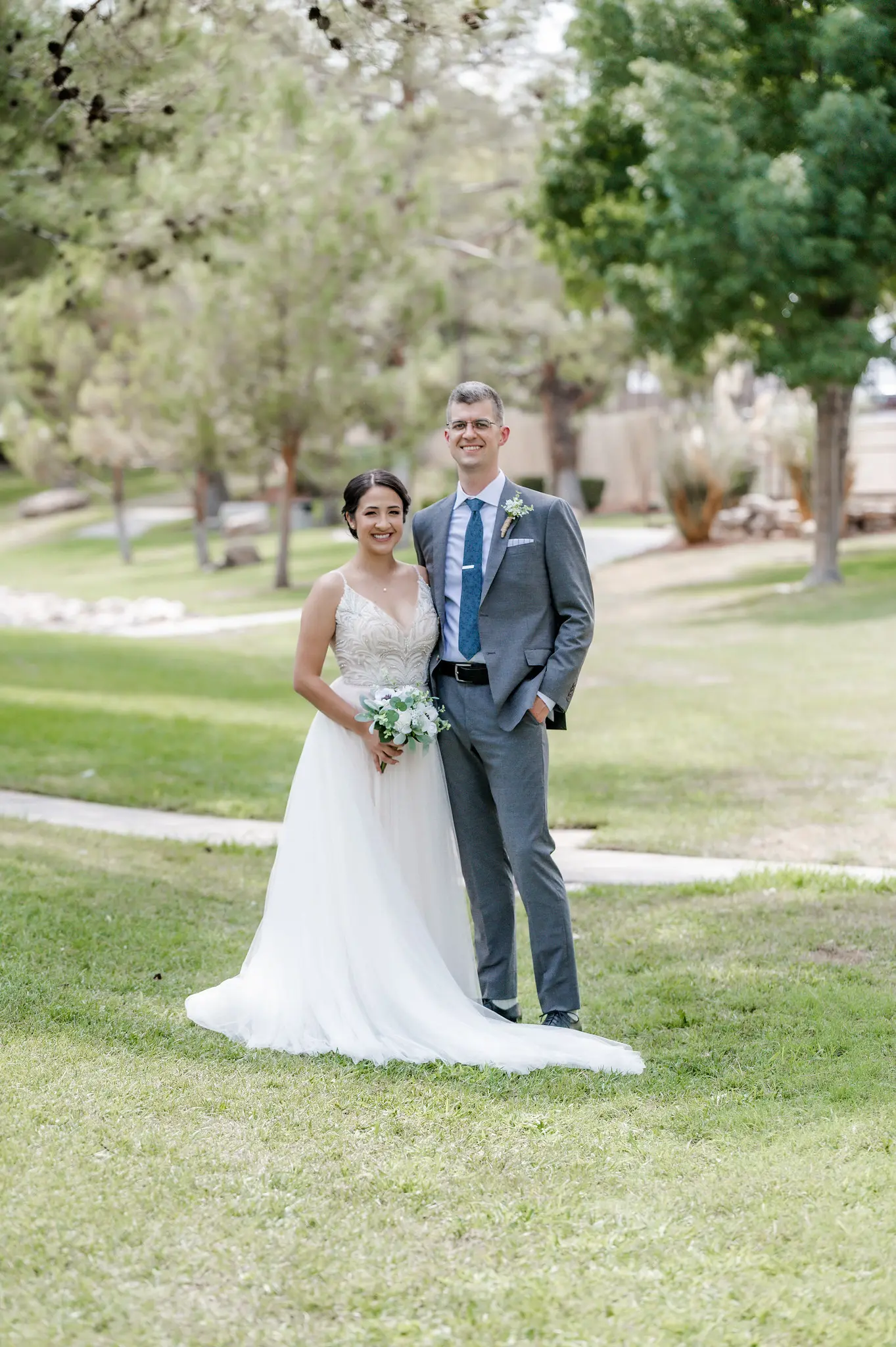 Groom With Bride Wearing Relaxed Boho A-Line Wedding Dress Charlene By Maggie Sottero