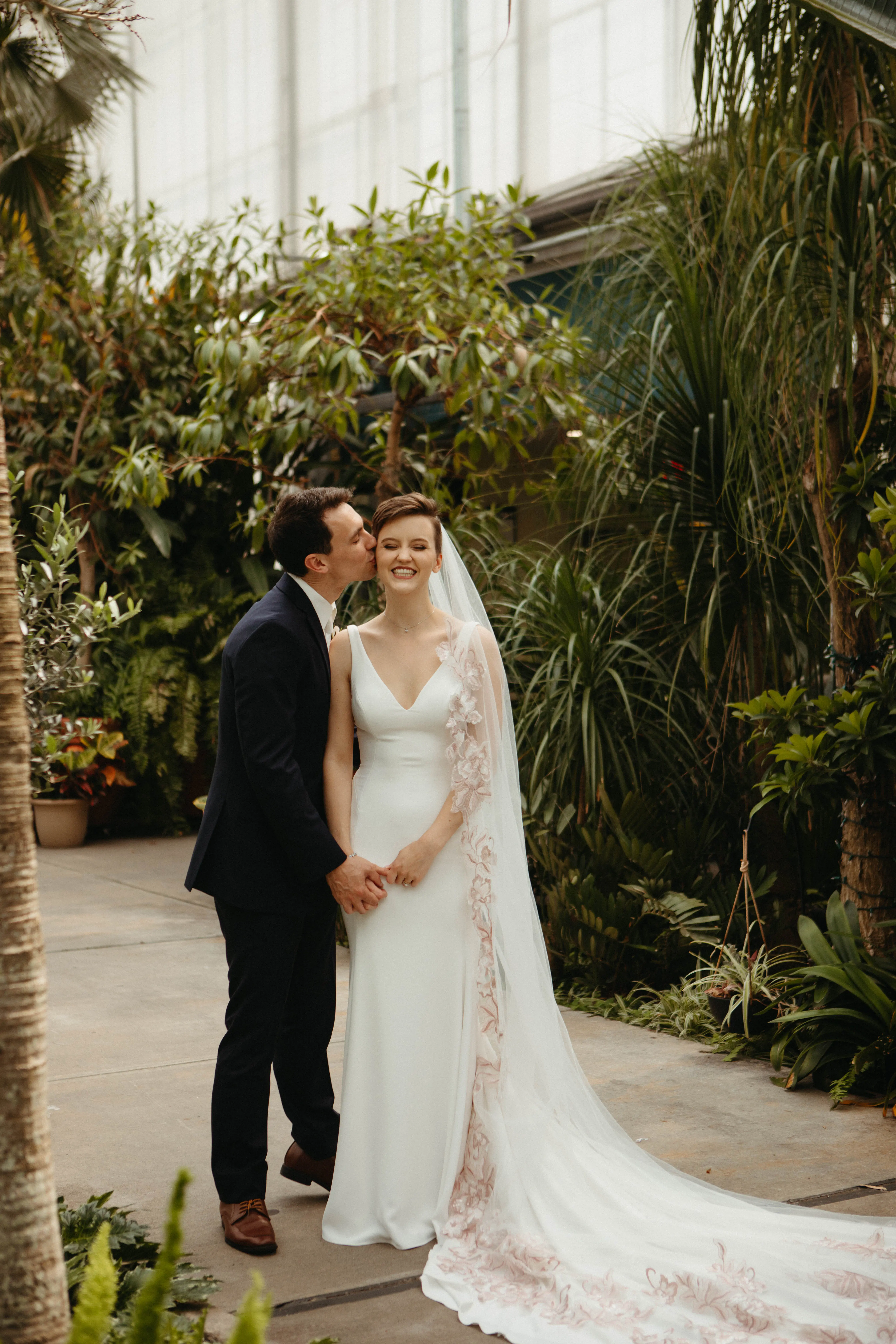 Bride In Minimalist Fit-and-flare Fernanda Maggie Sottero With Groom